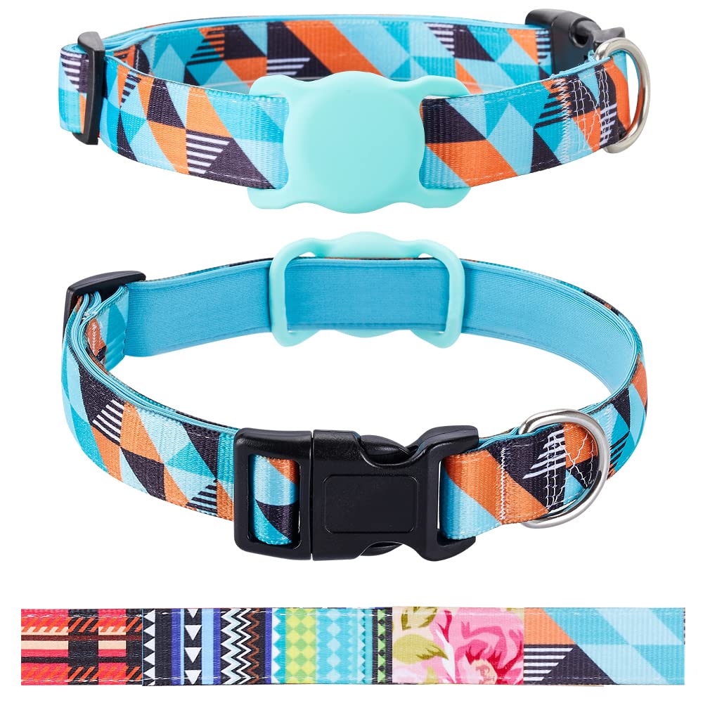 Airtag Cat Collar, Animire Soft Neoprene Padded Air Tag Collar For Extra Small Dogs, Polyester Puppy Pet Collar With Silicone Airtag Case Holder Accessories, 8'-12' Neck