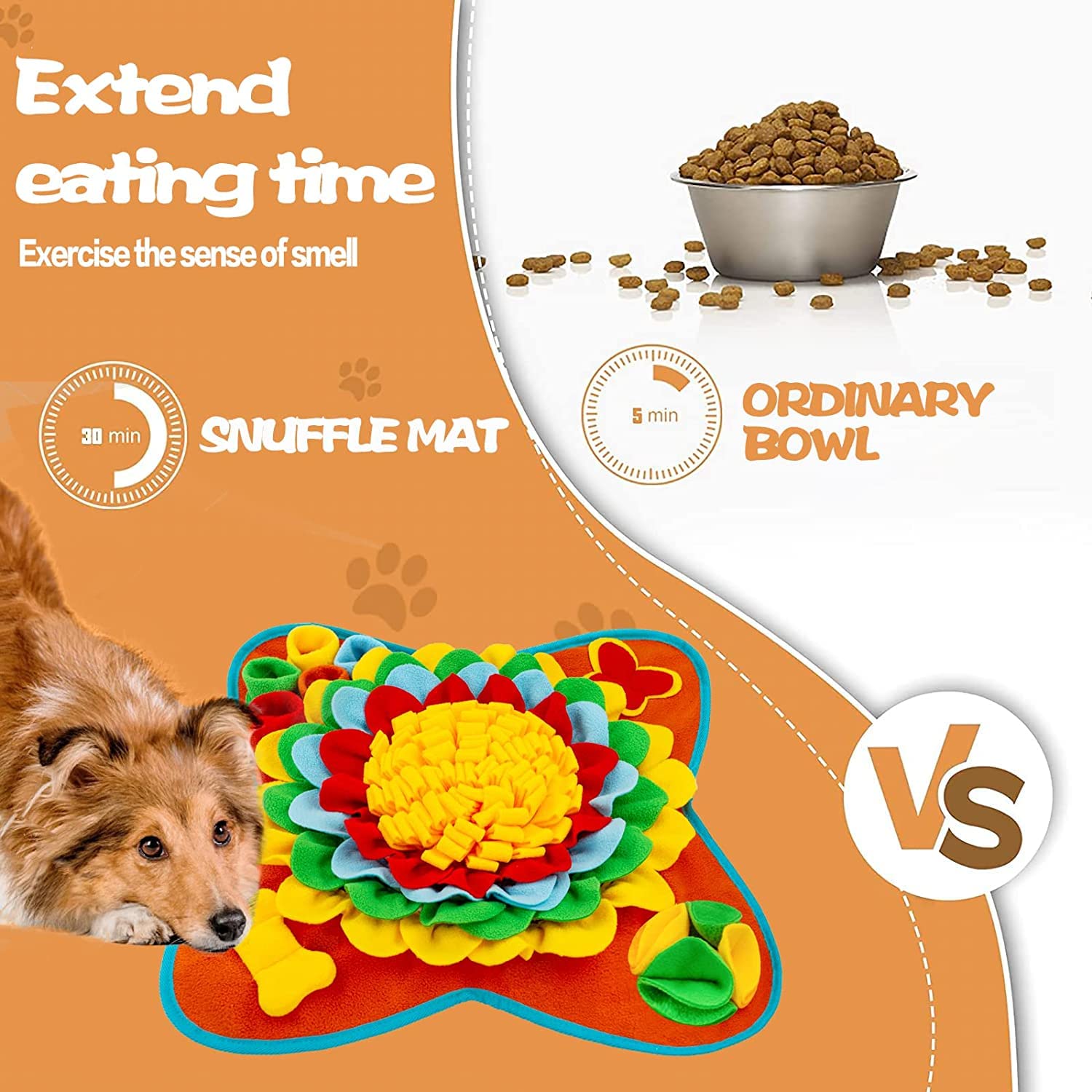 Tesitehi Snuffle Mat for Dogs Pet Treats Feeding for Small Medium Breed Dogs Non-Slip Interactive Dog Puzzle Toys Encourages Nat
