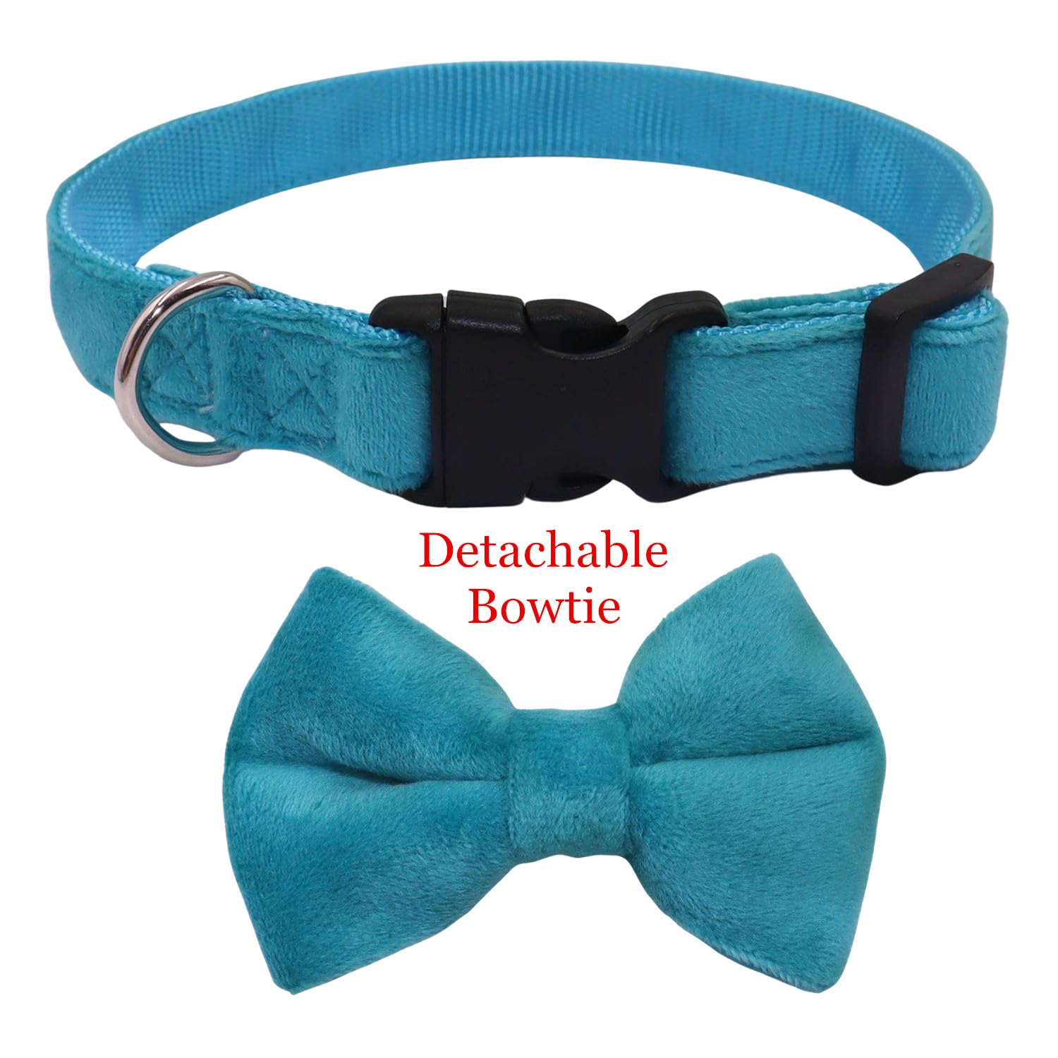 Wdpaws Dog Collar With Bowtie Soft Velvet Material With Quick Release Buckle For Medium Dogs (Blue, M)