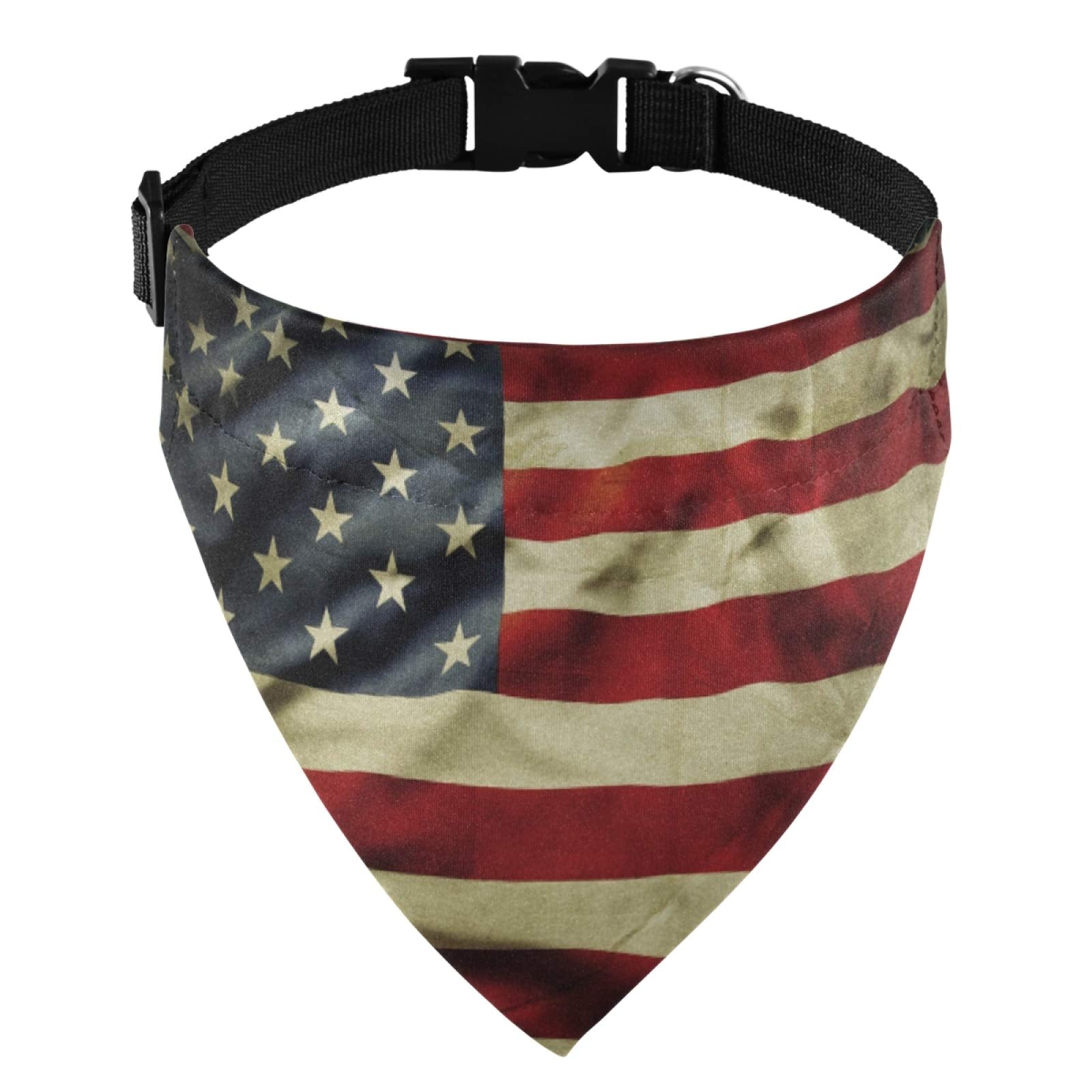 Fourth Of July Dog Bandanas With Adjust Buckle American Flag Pet Triangle Scarf Washable Independence Day Dog Collar One Size