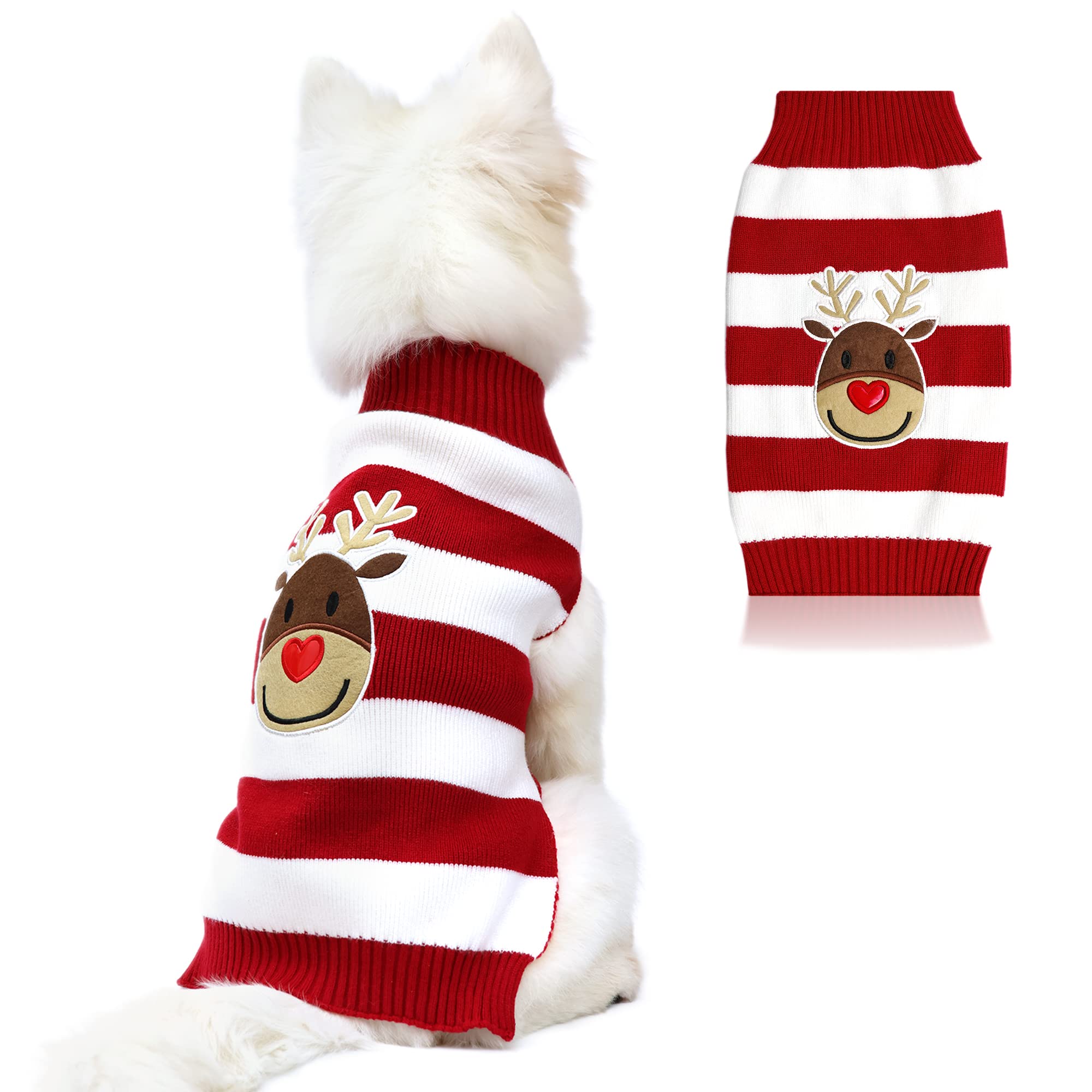 NACOCO Dog Reindeer Sweaters Dog Sweaters New Year Christmas Pet Clothes for Small Dog and Cat (Red, Medium)