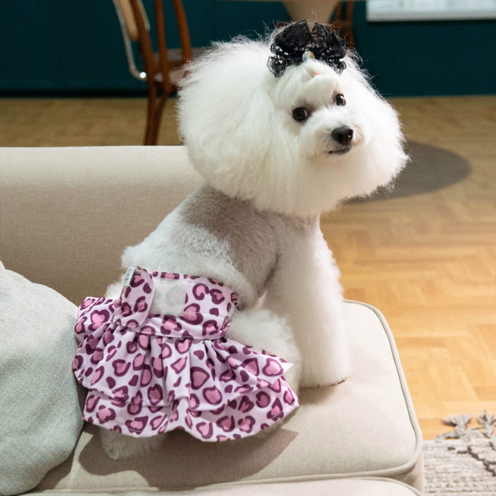Cutebone Female Dog Diapers With Skirts 3 Pack Reusable Puppy Dresses Pants For Heat Cycle Period Qbd07Xs