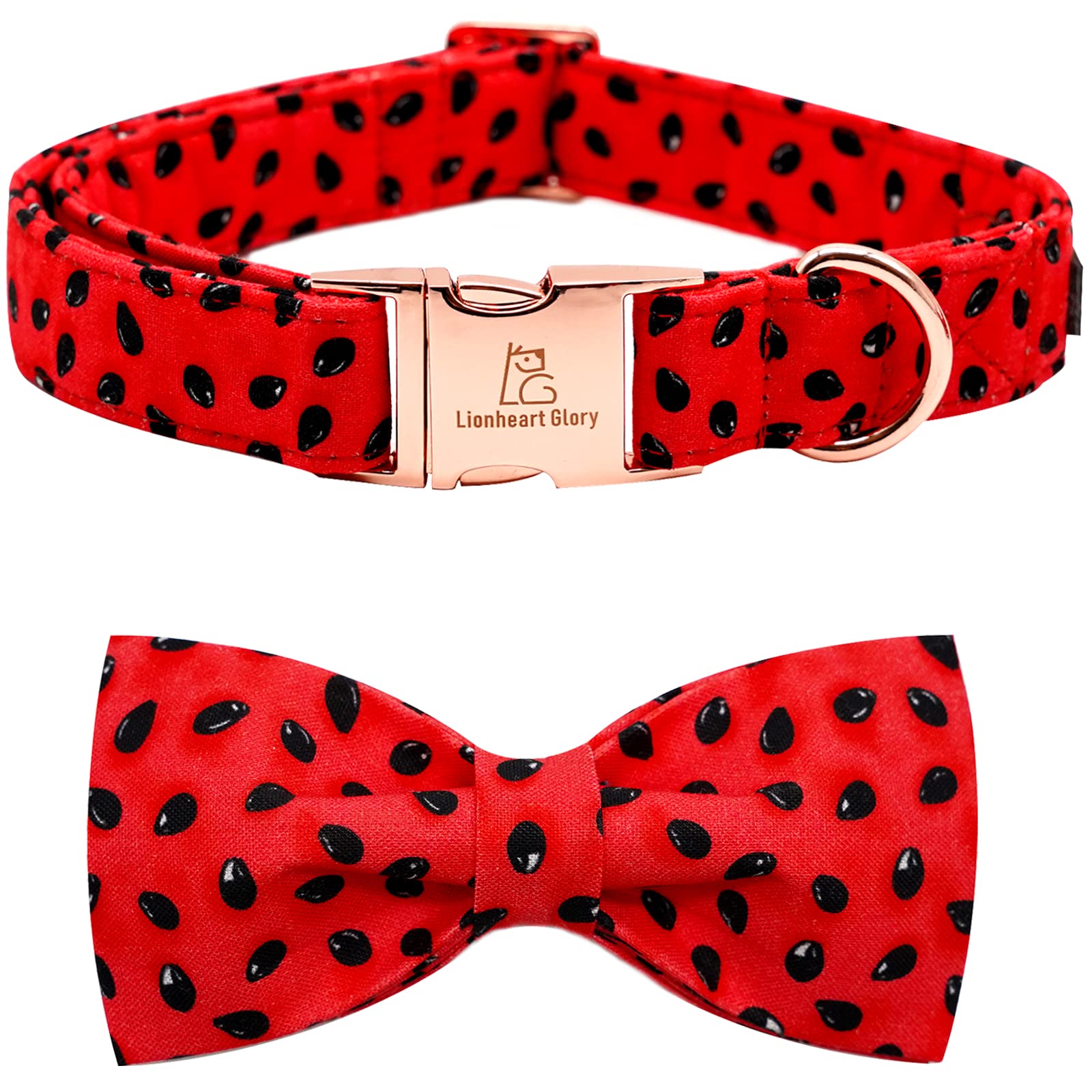 Lionheart Glory Dog Collar, Watermelon Dog Collar With Bow, Summer Dog Bowtie Collar Cute Pet Collar Gift For Small Dog