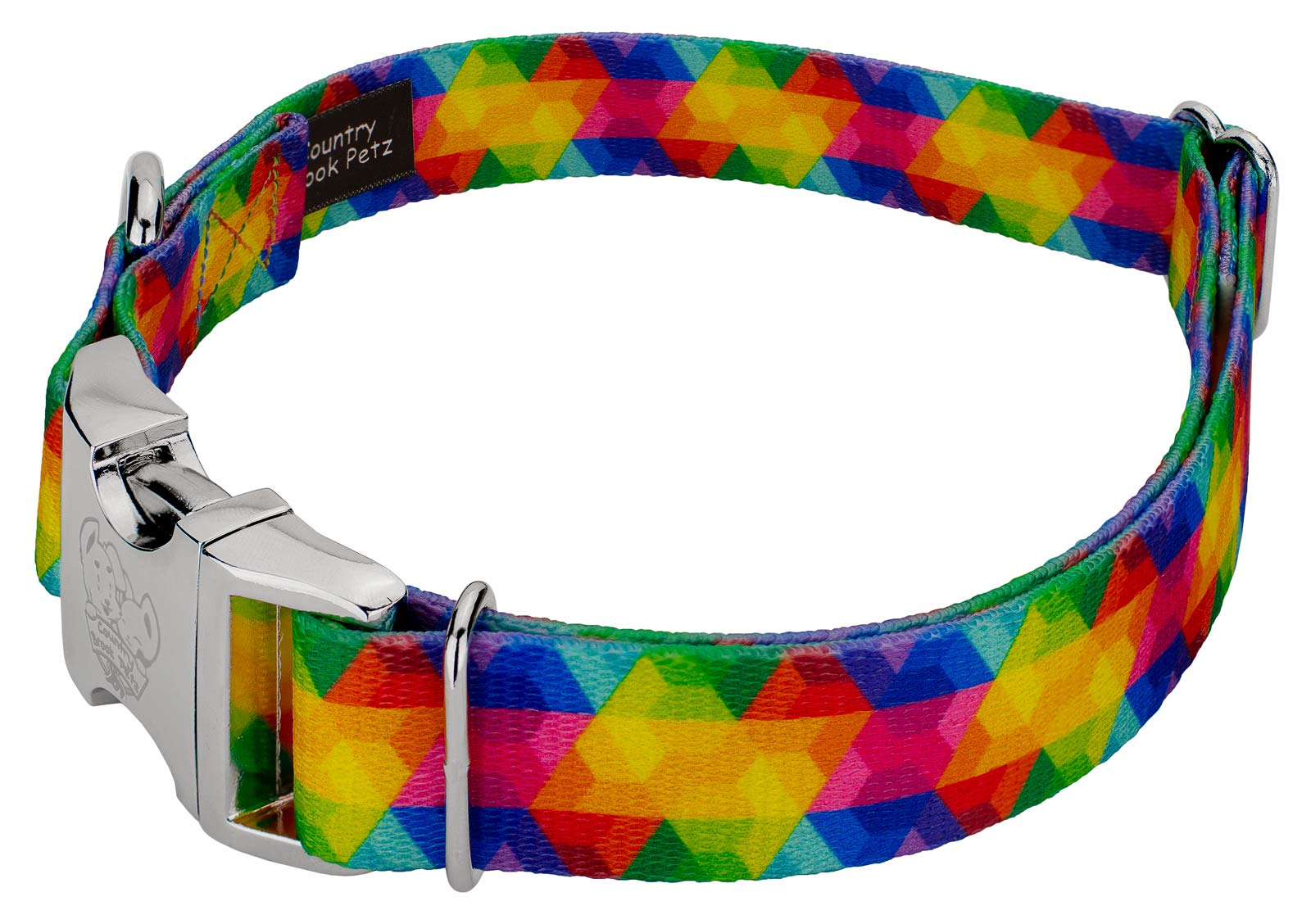 Country Brook Petz - Premium Kaleidoscope Dog Collar & Leash - Groovy Collection Featuring Far Out Designs (1 Inch, Large)