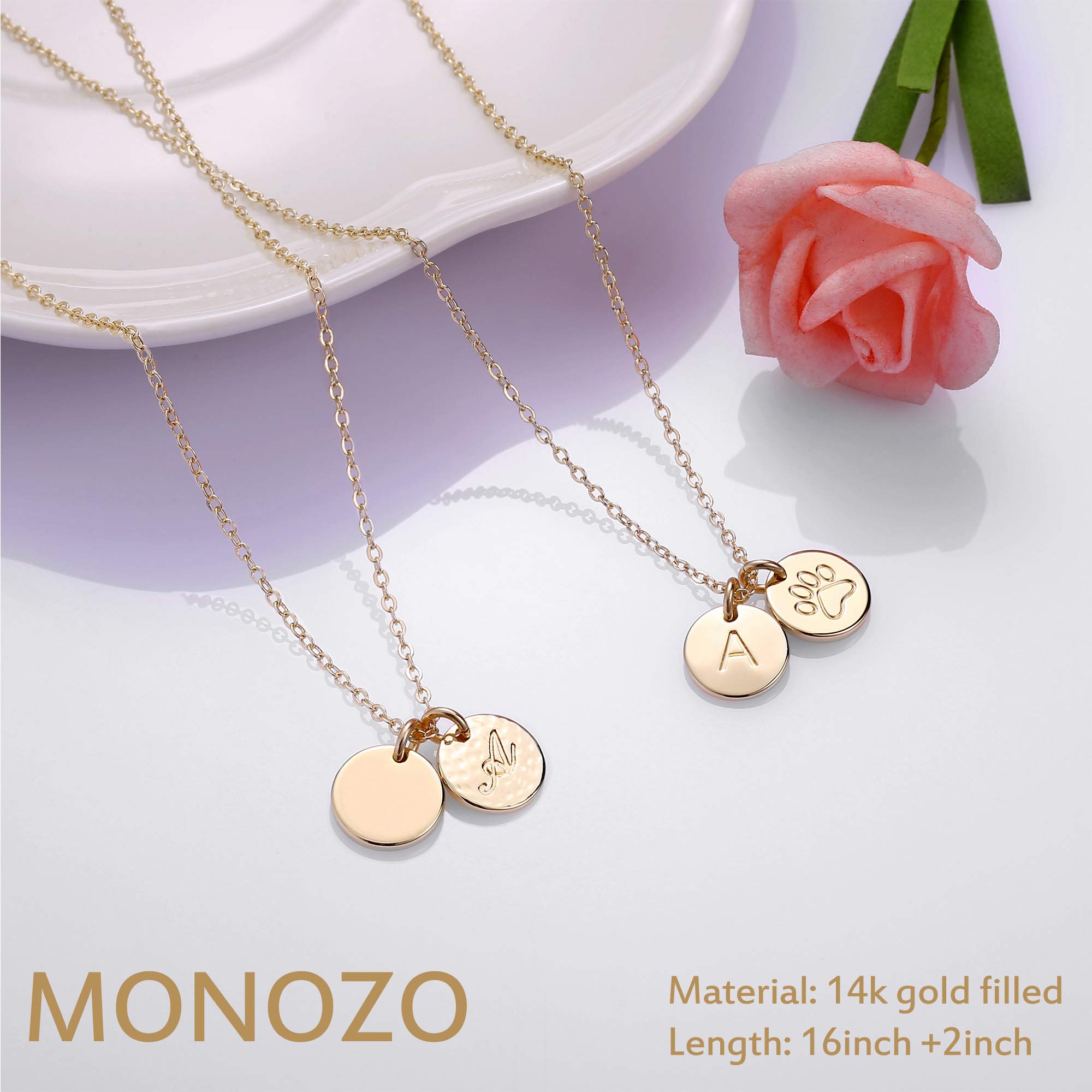 Dog Mom Gifts For Women Necklace, 14K Gold Filled Dog Lover Gifts S Letter Initial Necklace Women Girls Alphabet Disc Puppy Paw Print Necklace Pet Dog Lovers Gifts For Dog Mom