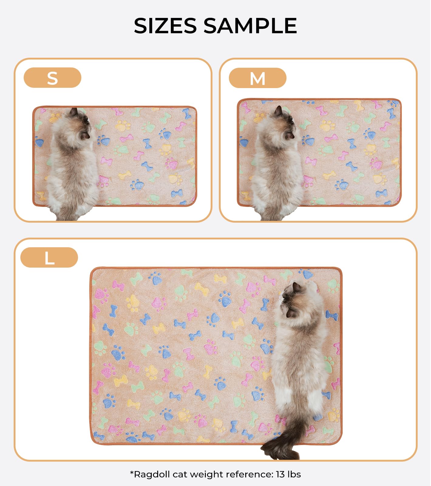 1 Pack 3 Blankets Super Soft Fluffy Cute Bone Pattern Pet Blanket Flannel Throw For Dog Puppy Cat Pink/Brown/Purple Large