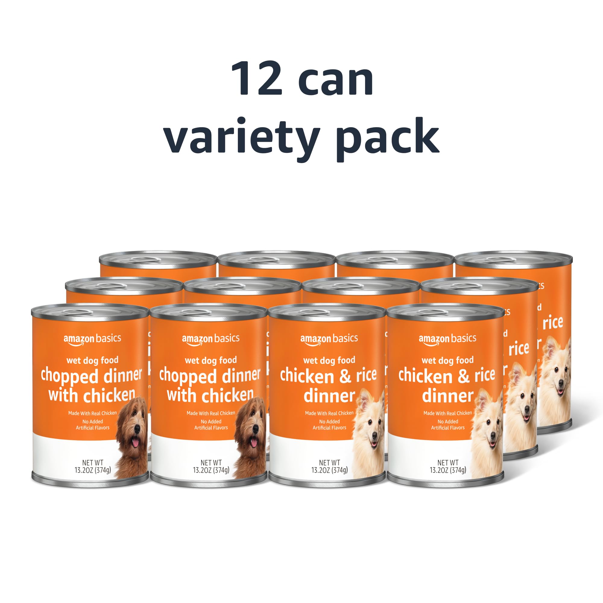 Amazon Basics Chopped Ground Dinner Wet Dog Food Variety Pack, Chicken and Rice Flavor and Chopped Dinner with Chicken, Made wit