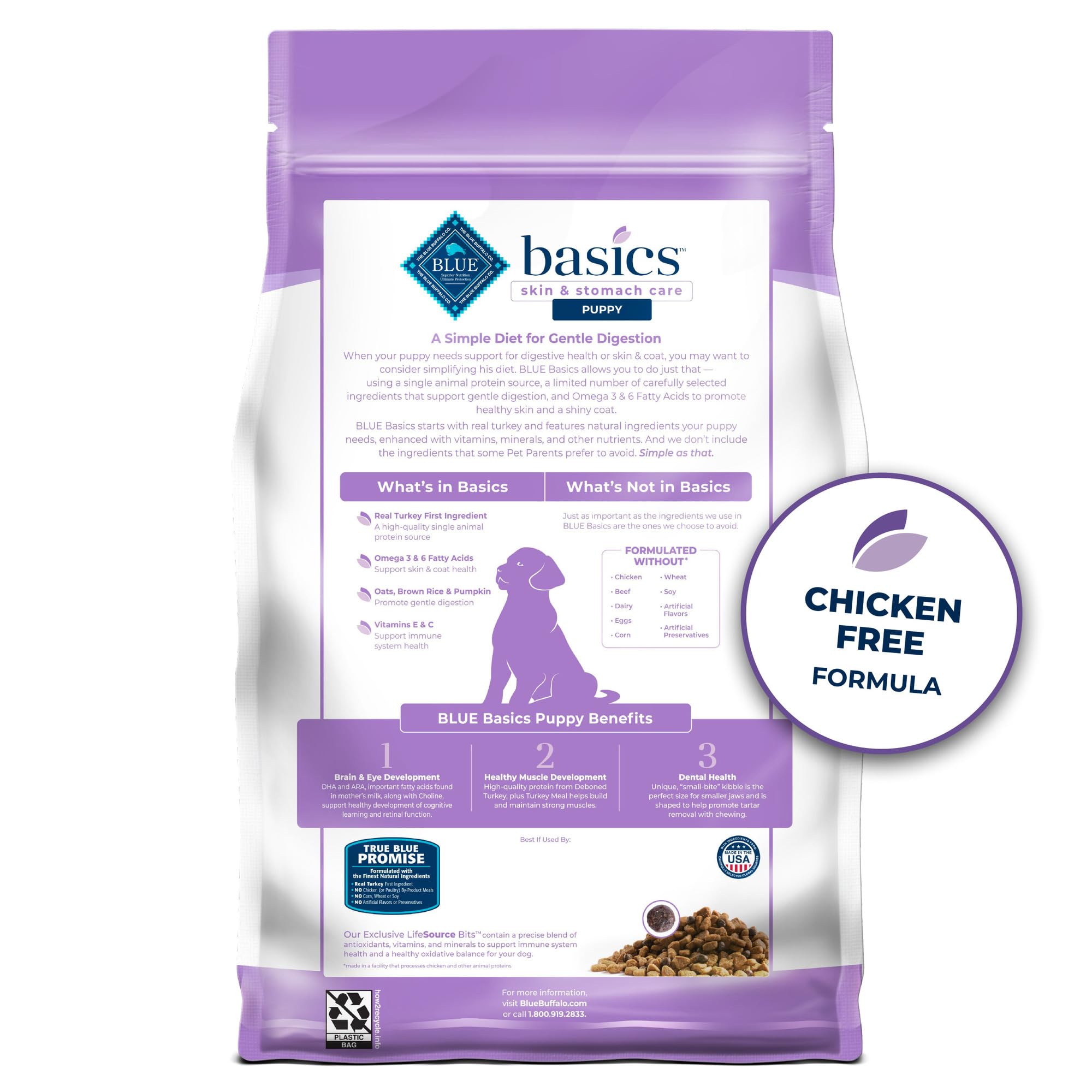 Blue Buffalo Basics Puppy Dry Dog Food for Skin & Stomach Care, Limited Ingredient Diet, Made in the USA with Natural Ingredient