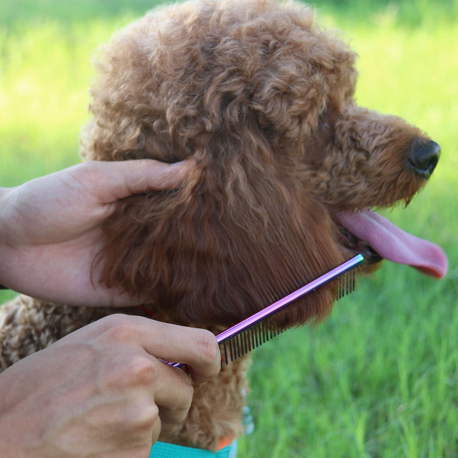 Ropo Dog Comb For Removing Matted Fur - Pet Dematting Comb With Rounded Teeth And Non-Slip Grip Handle - Prevents Knots And Mats