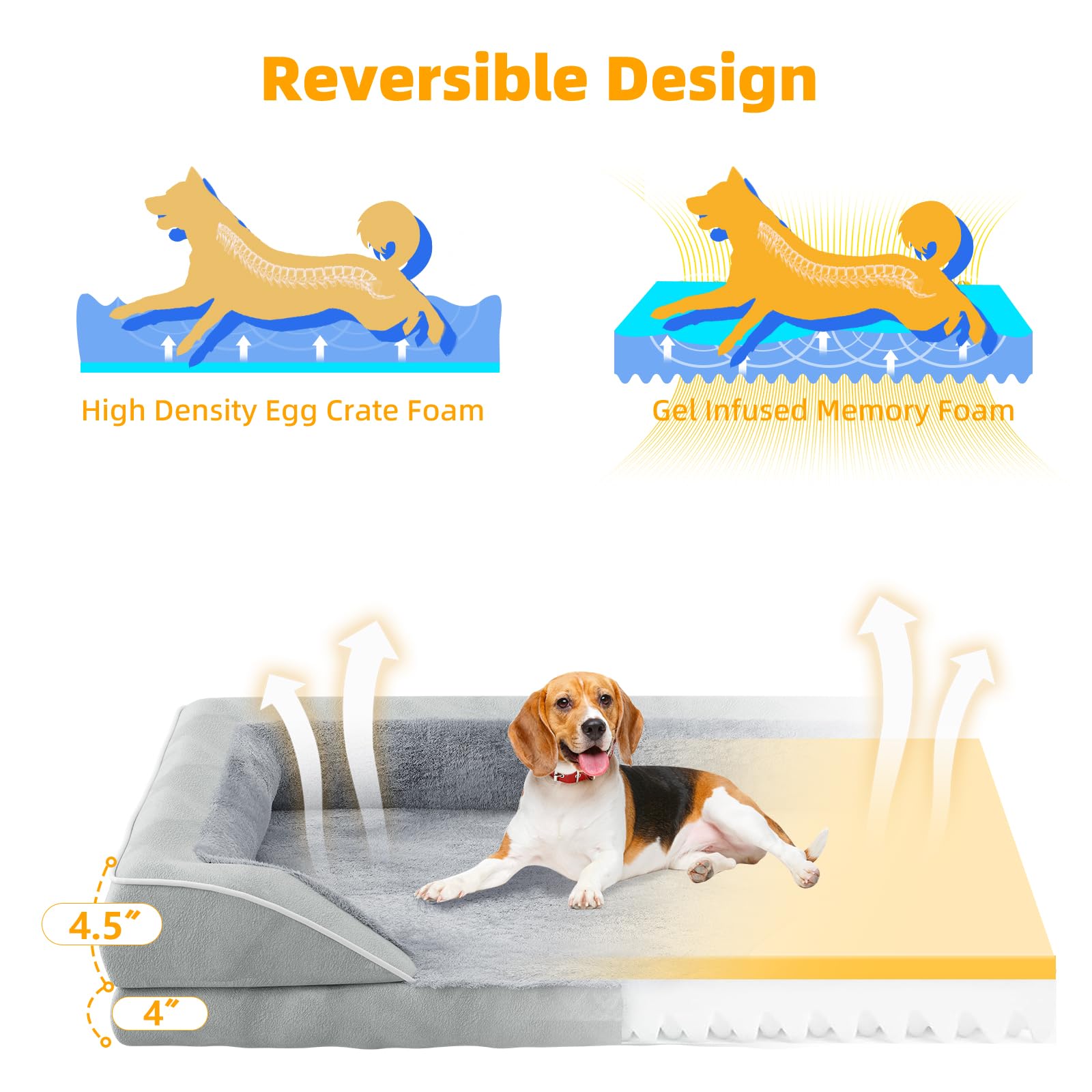 Simple Trending Orthopedic Dog Beds For Extra Large Dogs, Non-Slip And Egg-Crate Foam Big Dog Couch Bed With Washable Removable