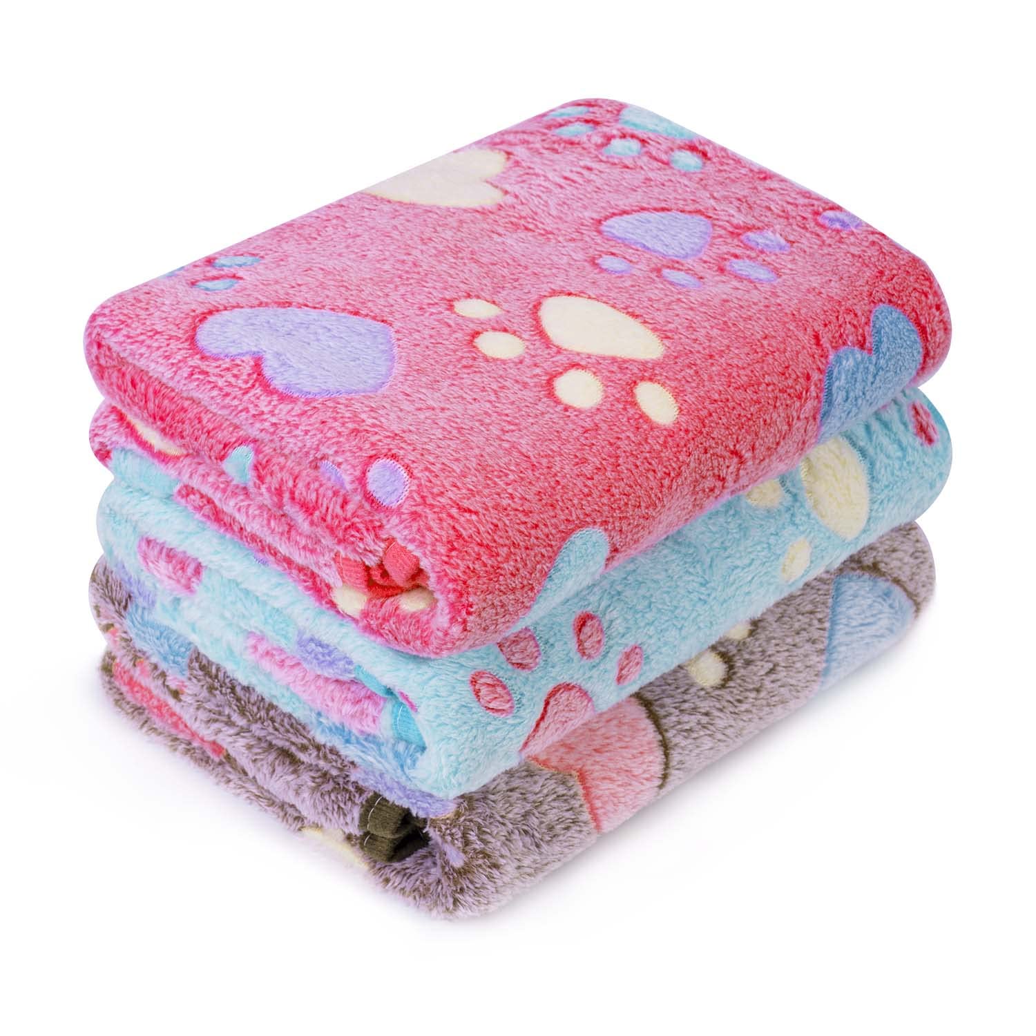 Leapsheep Pet Blankets For Dogs Cats - 3Pack Heart Pattern Super Soft Fluffy Dog Blankets For Small Medium Large Doggy Kitten(He