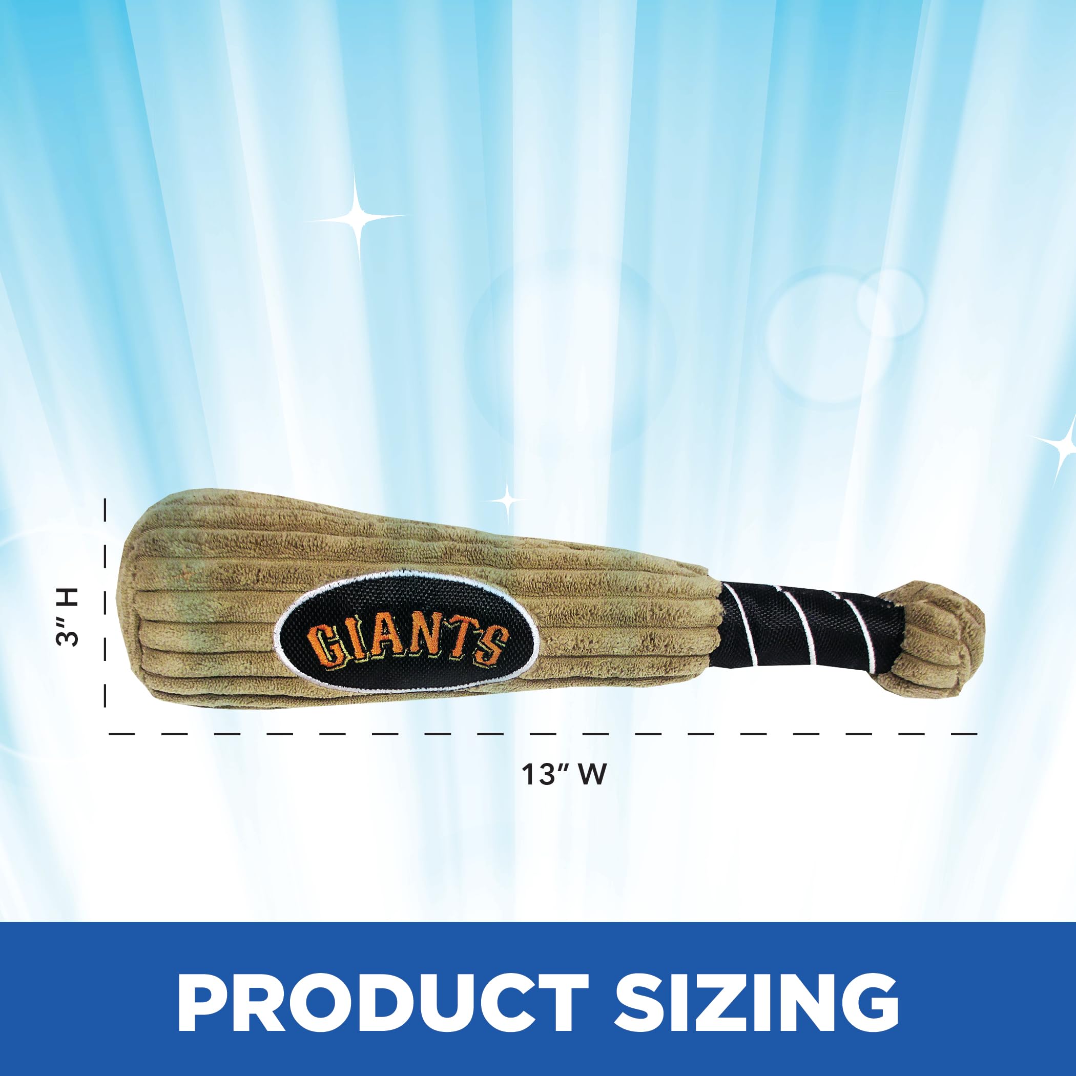 Mlb San Francisco Giants Baseball Bat Toy For Dogs & Cats. Soft Corduroy Plush Dog Toy With Inner Squeaker, Mlb Chew Toys For Do