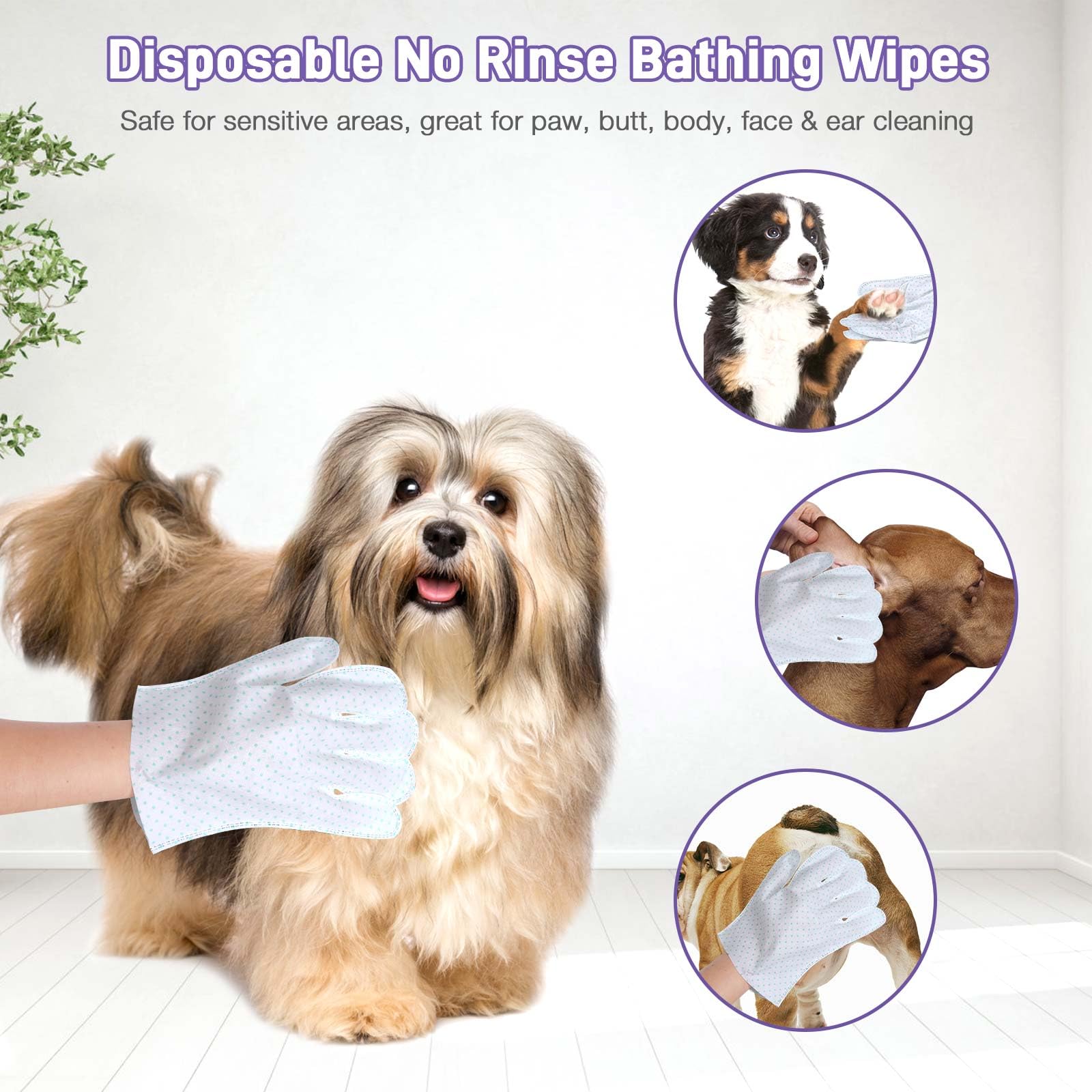 Voagluk 30 Pcs Dog Wipes Extra Thick Pet Cleaning And Deodorizing Bath Wipes For Dogs & Cats Rinse Free Grooming Gloves With Bum