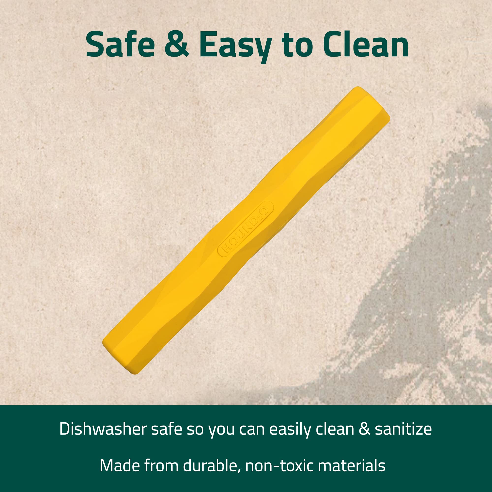 Hound2O Dog Chew Toys - Fetch Stick, Yellow - Tough, Engaging, & Interactive Toy for All Breeds - Chew, Chase, & Fetch - Durable