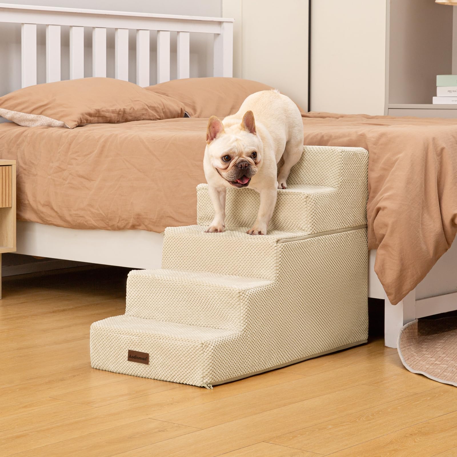 Aodisman Dog Stairs for High Bed 22.6 H,5-Step Dog Steps for Small Dogs and Cats,Indoor Non-Slip Balanced Pet Stairs are Suitabl