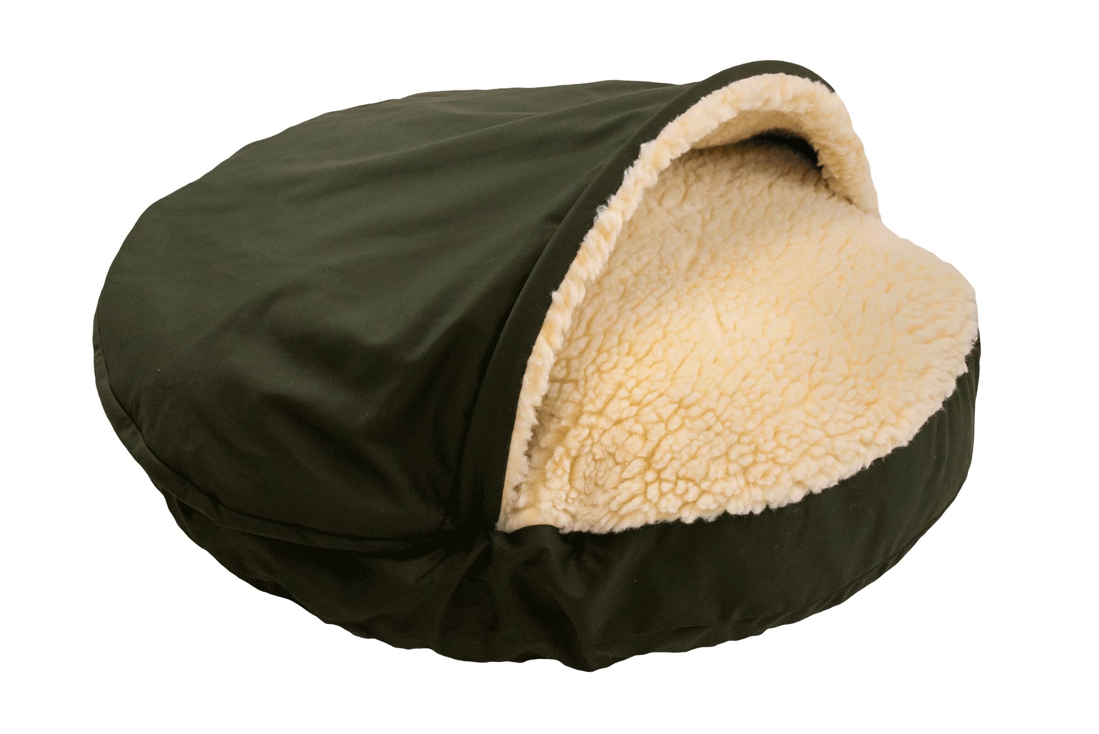 Snoozer Classic Poly-Cotton Cozy Cave Pet Bed, Large, Olive