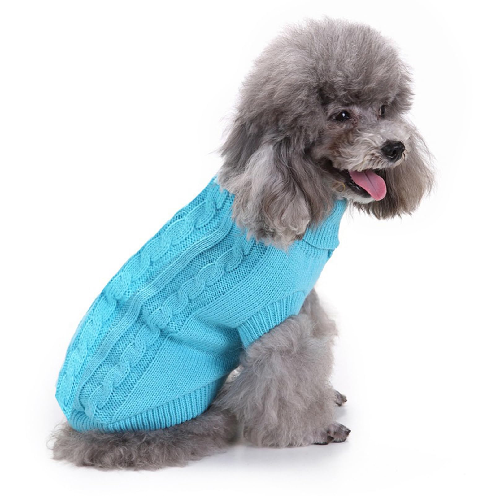Small Dog Sweaters Knitted Pet Cat Warm Dog Sweatshirt Winter Clothes Kitten Puppy Sweater (X-Small,Sky Blue)