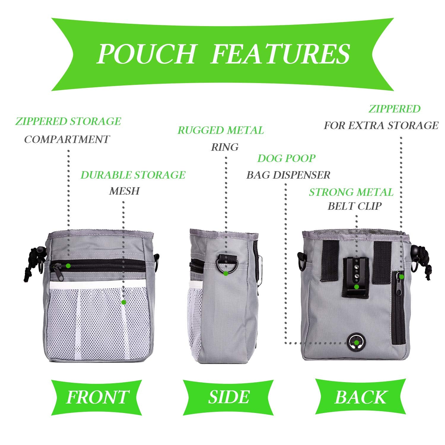 D-BUY 4-in-1 Dog Training Set, Puppy Training Treats- Dog Treat Training Pouch, Bark Control Whistle, Dog Doorbells, Dog Clicker