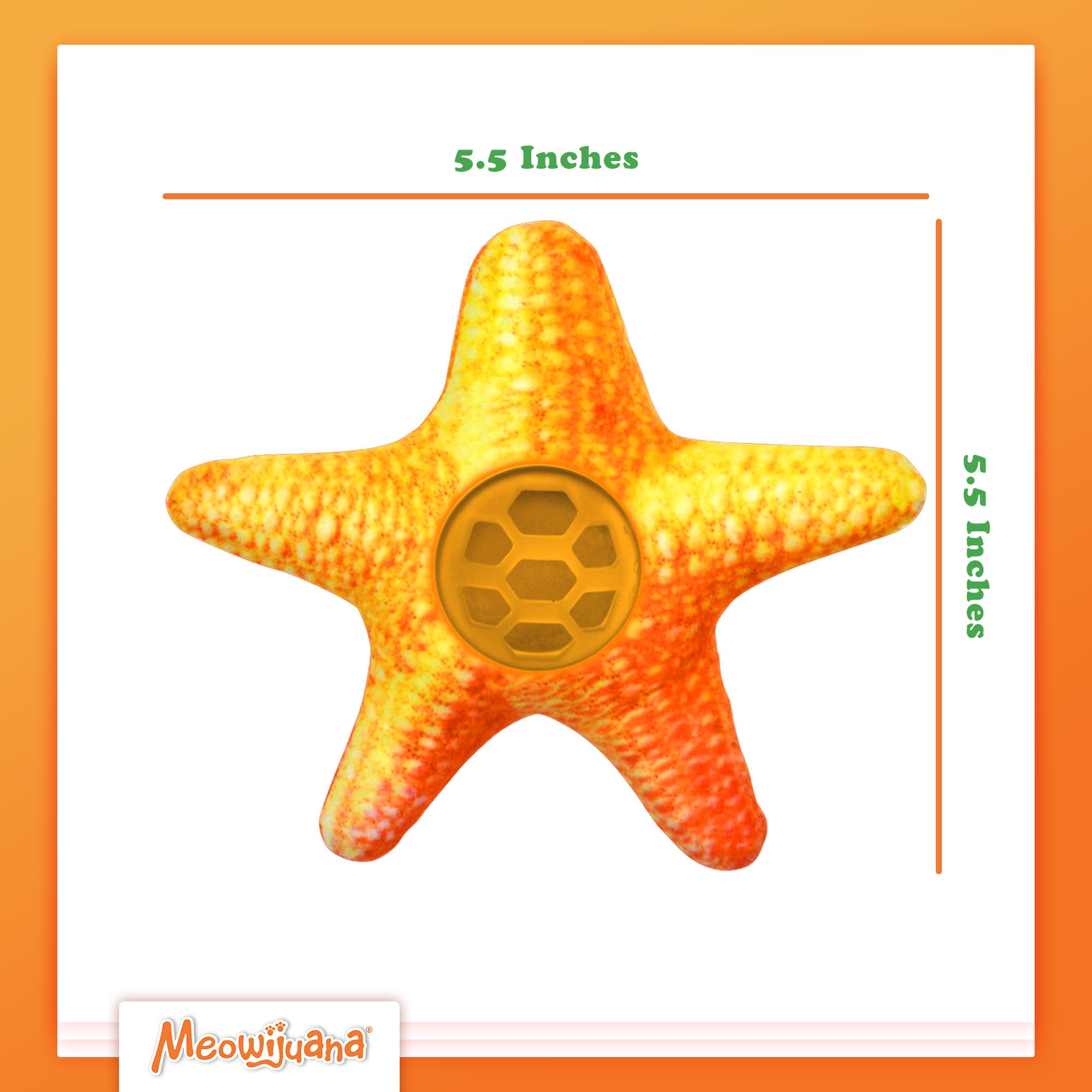 Meowijuana Knock N Nibble Starfish | Refillable Treat Dispensing Cat Toy | Promotes Play and Cat Health | Interactive Puzzle To