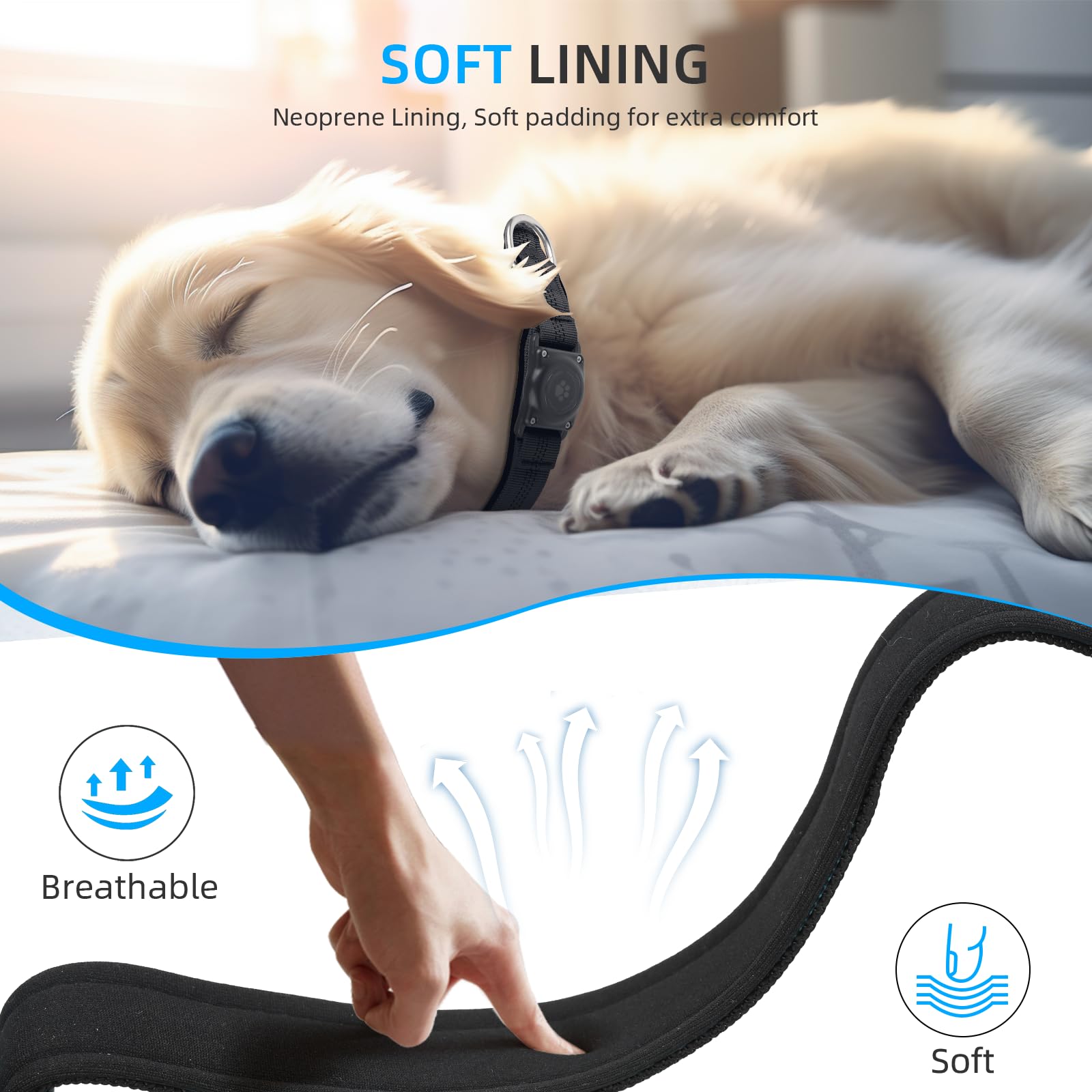 Reflective Air Tag Dog Collar - 100% Waterproof Dog Collar AirTag Holder | Extra-Durable, Soft Padded AirTag Dog Collars for Sma