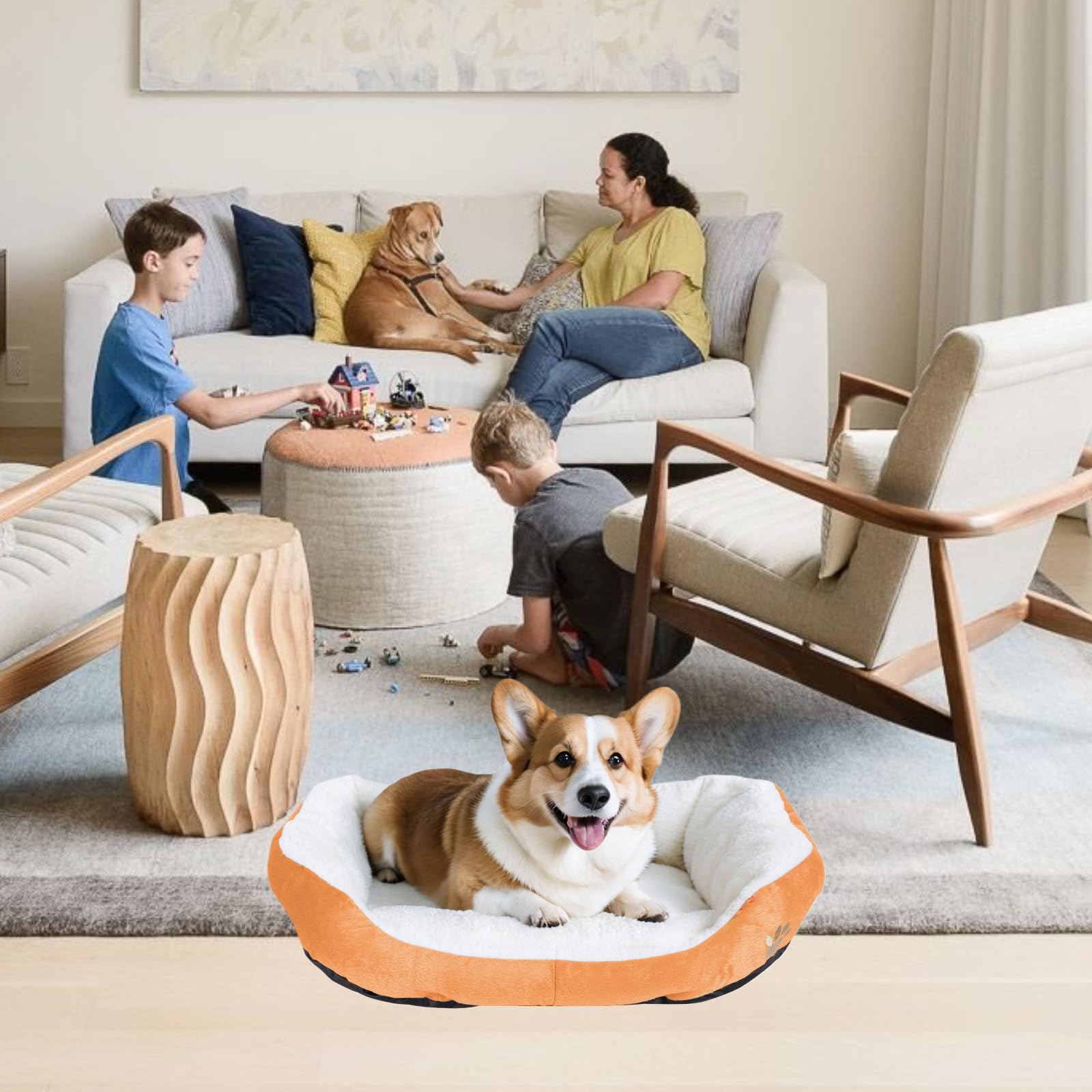 Round Dog Cat Beds Mattress Washable Pads Room, Soft Durable Plush Faux Fur Sleeping Pet Fleece Bed Mat for Small Doggy Kitten P