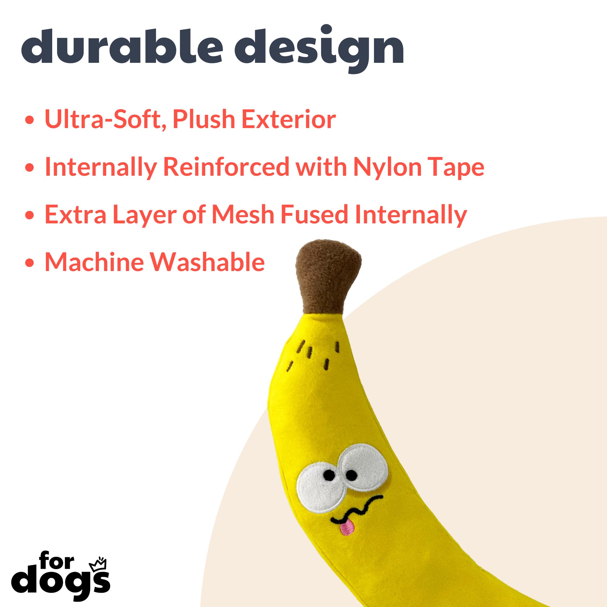 Huxley & Kent For Dogs - Bruiser Banana (Small) - Power Plush Dog Toy With Squeaker - Fun, Durable - H&K Squeaky Dog Toy