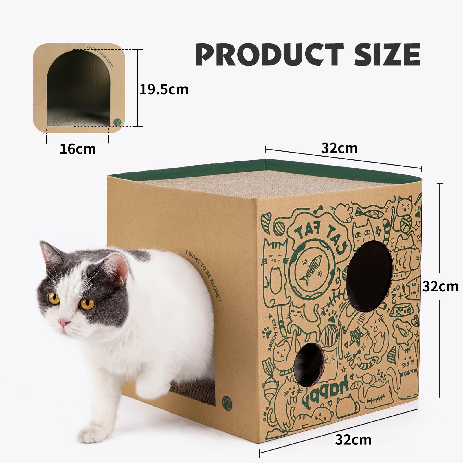 Cardboard Cat House With 2 Story Scratch Pads Cat Play House For Indoor Cats Corrugated Scratcher Box Cat Scratching Toy For Cat