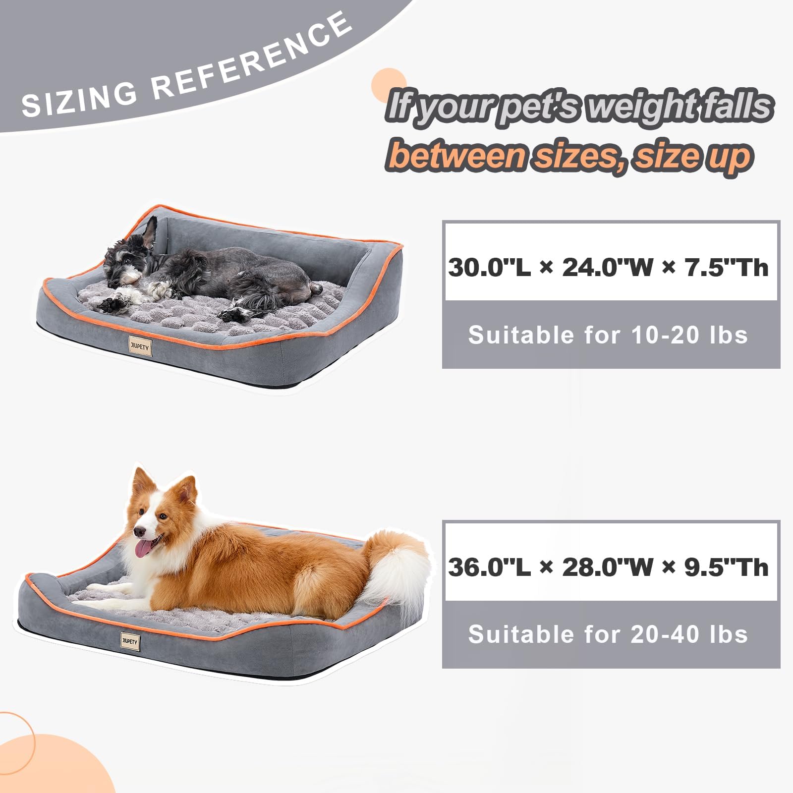 Jiupety Orthopedic Dog Bed For Medium And Large Dogs, Dog Sofa Bed With U-Shaped Bolster, Dual-Layer Supportive Cushion, Waterpr