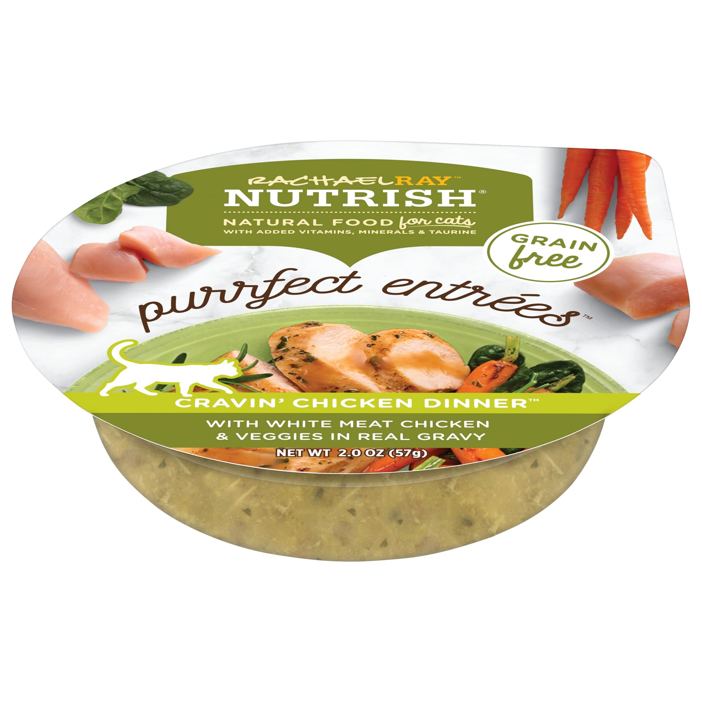 Rachael Ray Nutrish Purrfect Entrees Natural Wet Cat Food with Added Vitamins, Minerals & Taurine, Cravin  Chicken Dinner Recip