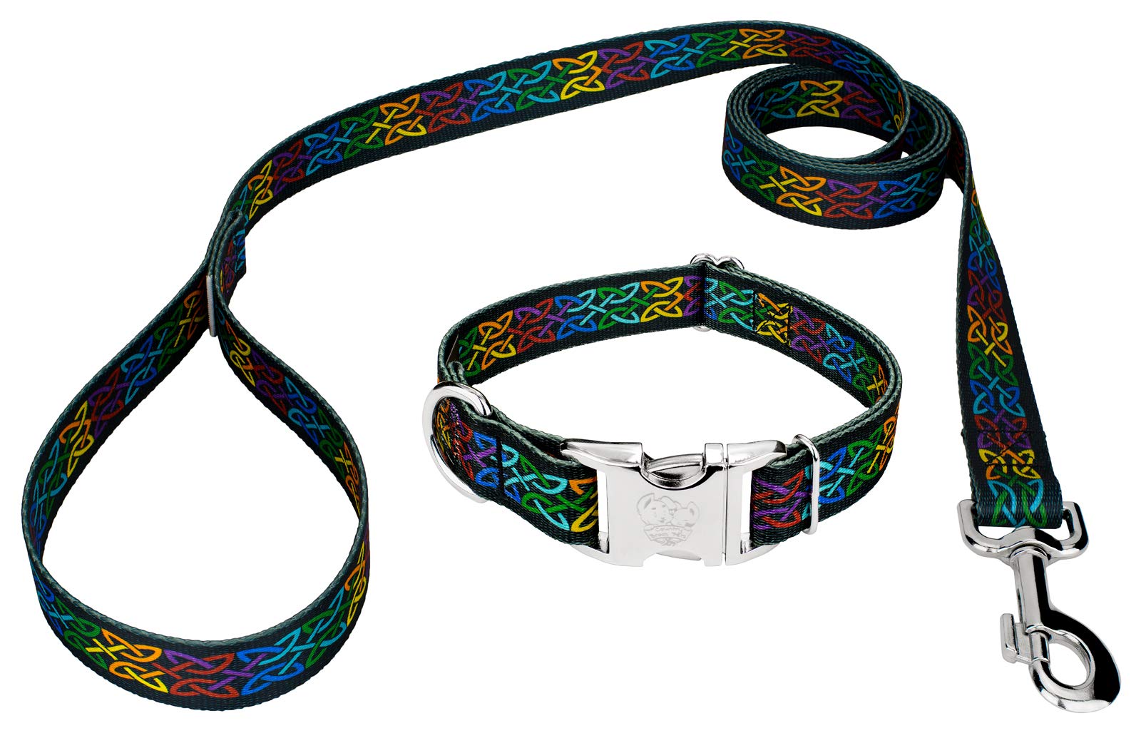 Country Brook Petz - Premium Celtic Pride Dog Collar And Leash - Irish Pride Collection Featuring Lucky Designs (1 Inch, Medium)