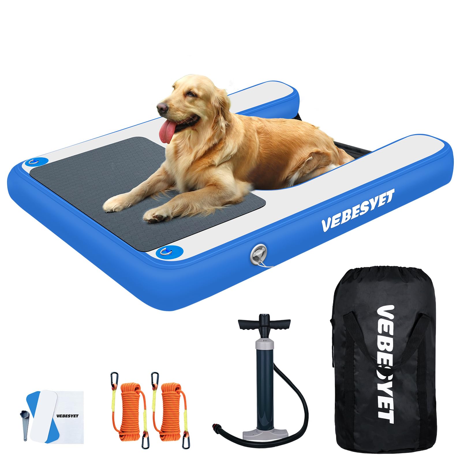 Vebesyet Inflatable Dog Water Ramp, Inflatable Dog Dock Ramp Ladder For Pools, Boats, Docks, Sea And Lake, Non-Slip Eva Up To 18