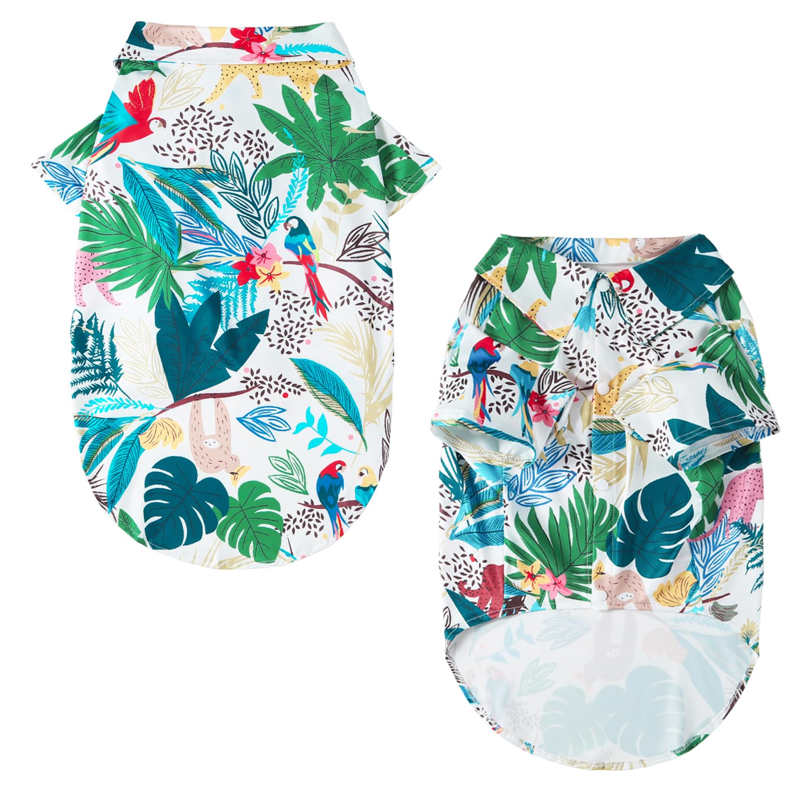 Pripre Hawaii Dog Shirt Green Leaf Printed T-Shirt Breathable Cool Shirt Summer Beach Style Dog Clothes Medium And Large Dog Boy