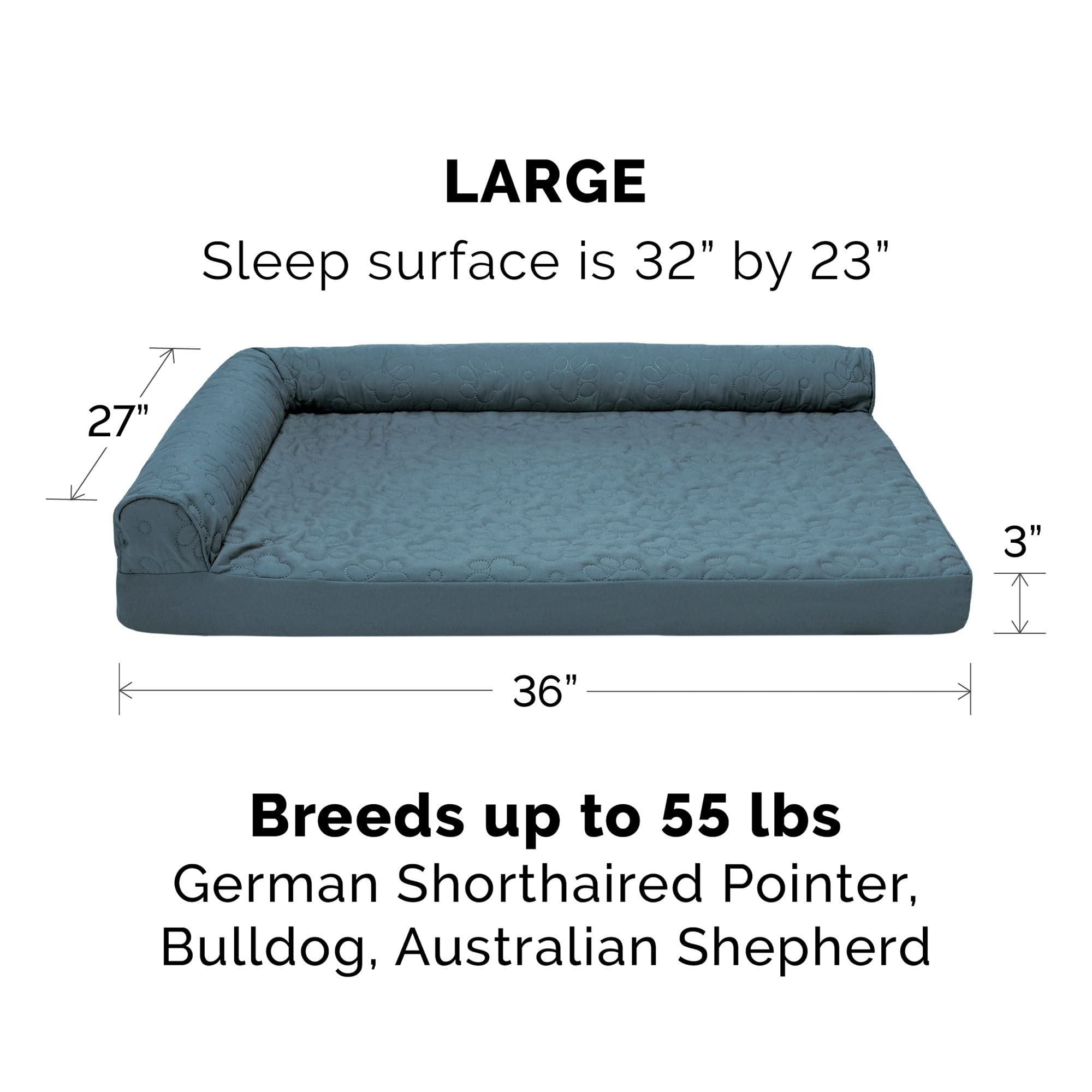 Furhaven Memory Foam Dog Bed For Large/Medium Dogs W/ Removable Bolsters & Washable Cover, For Dogs Up To 55 Lbs - Pinsonic Quil