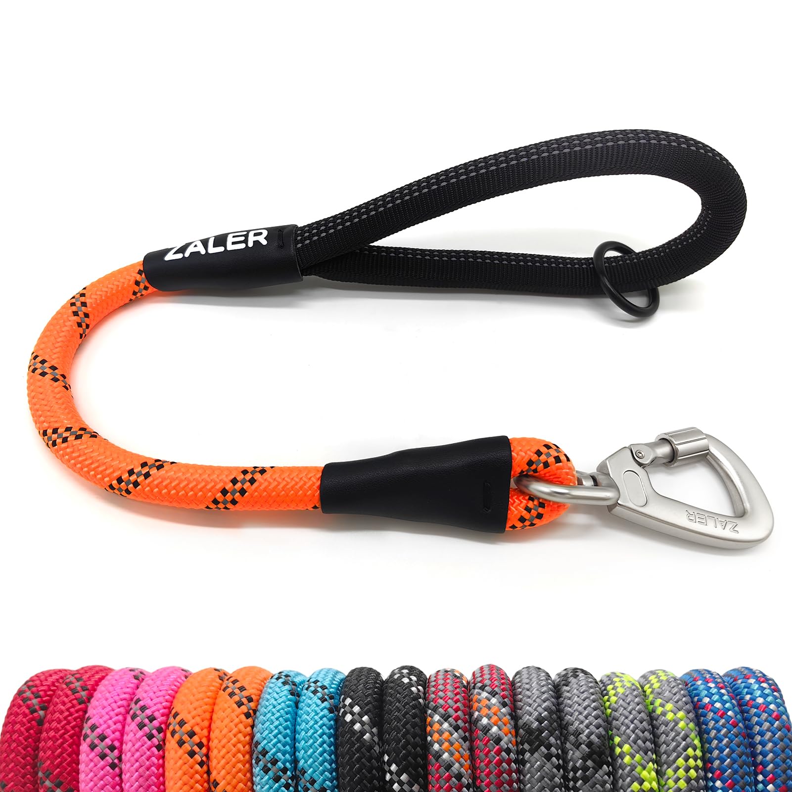 Zaler Short Dog Leash, 26 Inches Rope Traffic Leashes For Dogs, Reflective Dog Lead With O-Ring, Heavy Duty Pet Leash For Large And Medium Dogs (26'' Orange)