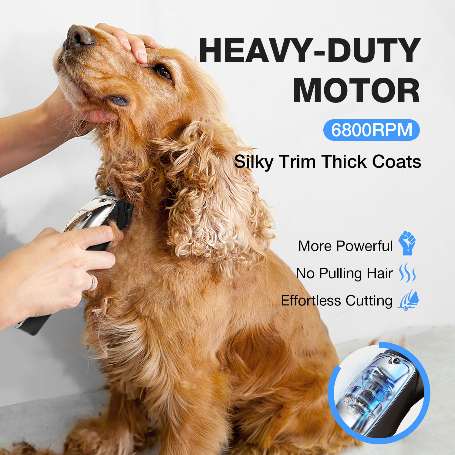 FuzzyFix Dog Clippers for Grooming for Thick Heavy Coats, Professional Pet Grooming Clippers Supplies Kit Low Noise Rechargeable