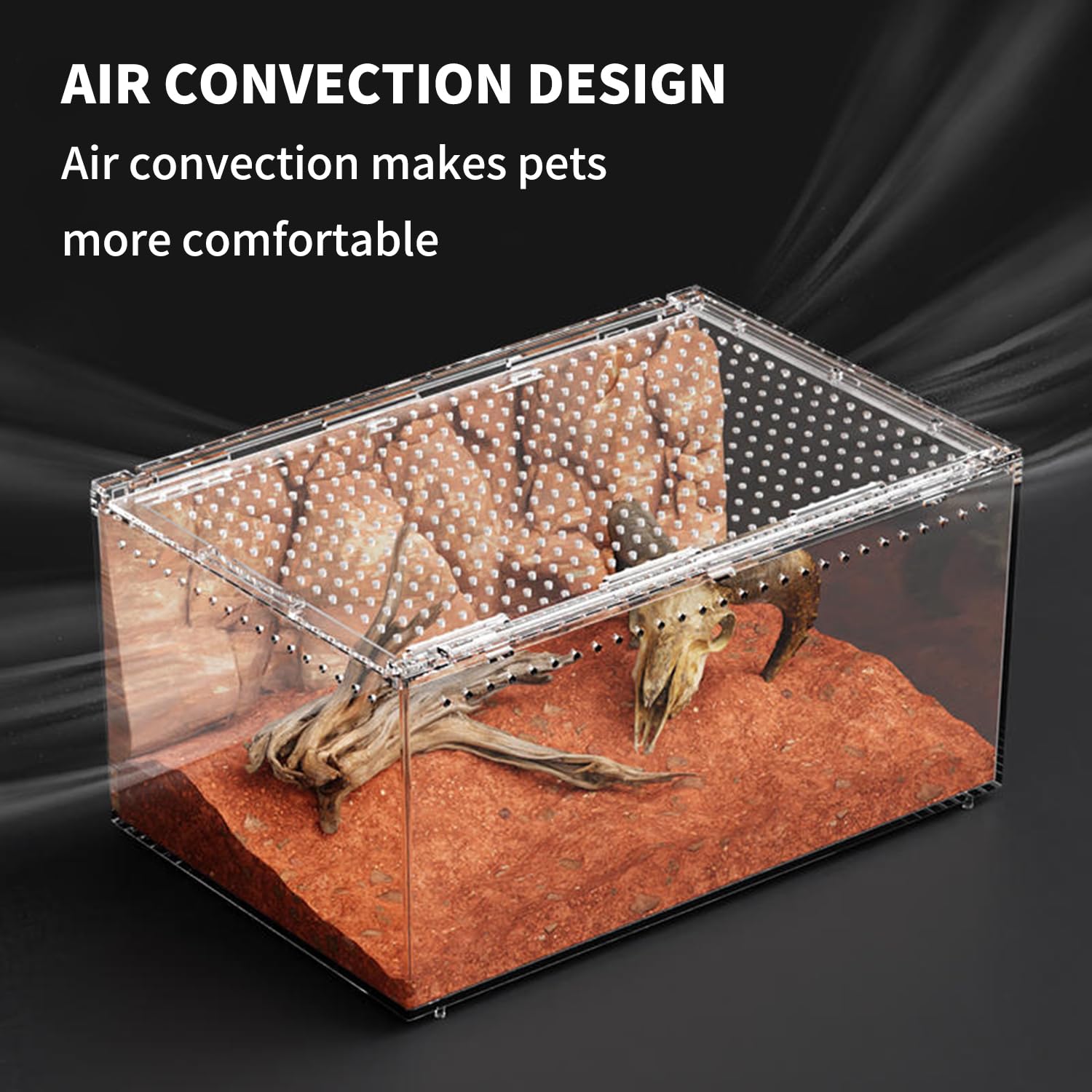 ?No Assembly? Reptile Tank Enclosure With Magnetic Button.16'' * 10'' * 8'' Thicken Snake Enclosure Cage,Batch Stackable Reptile