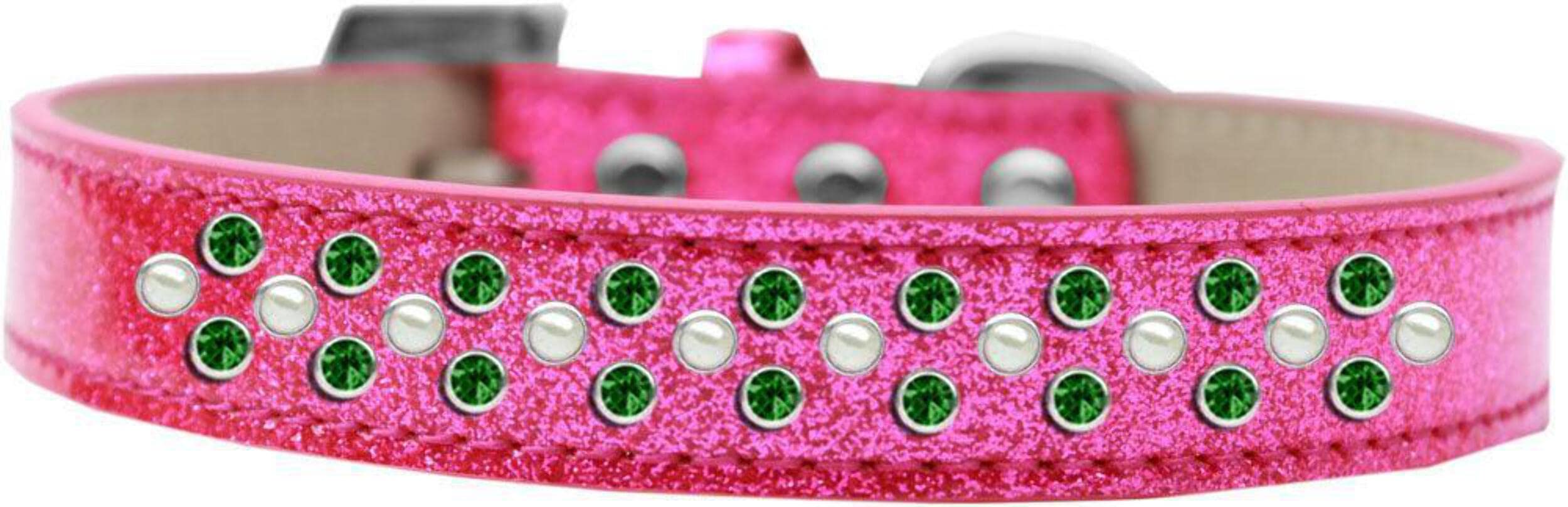 Mirage Pet Products Sprinkles Ice Cream Dog Collar with Pearl & Emerald Green Crystals, Size 16, Emerald Green