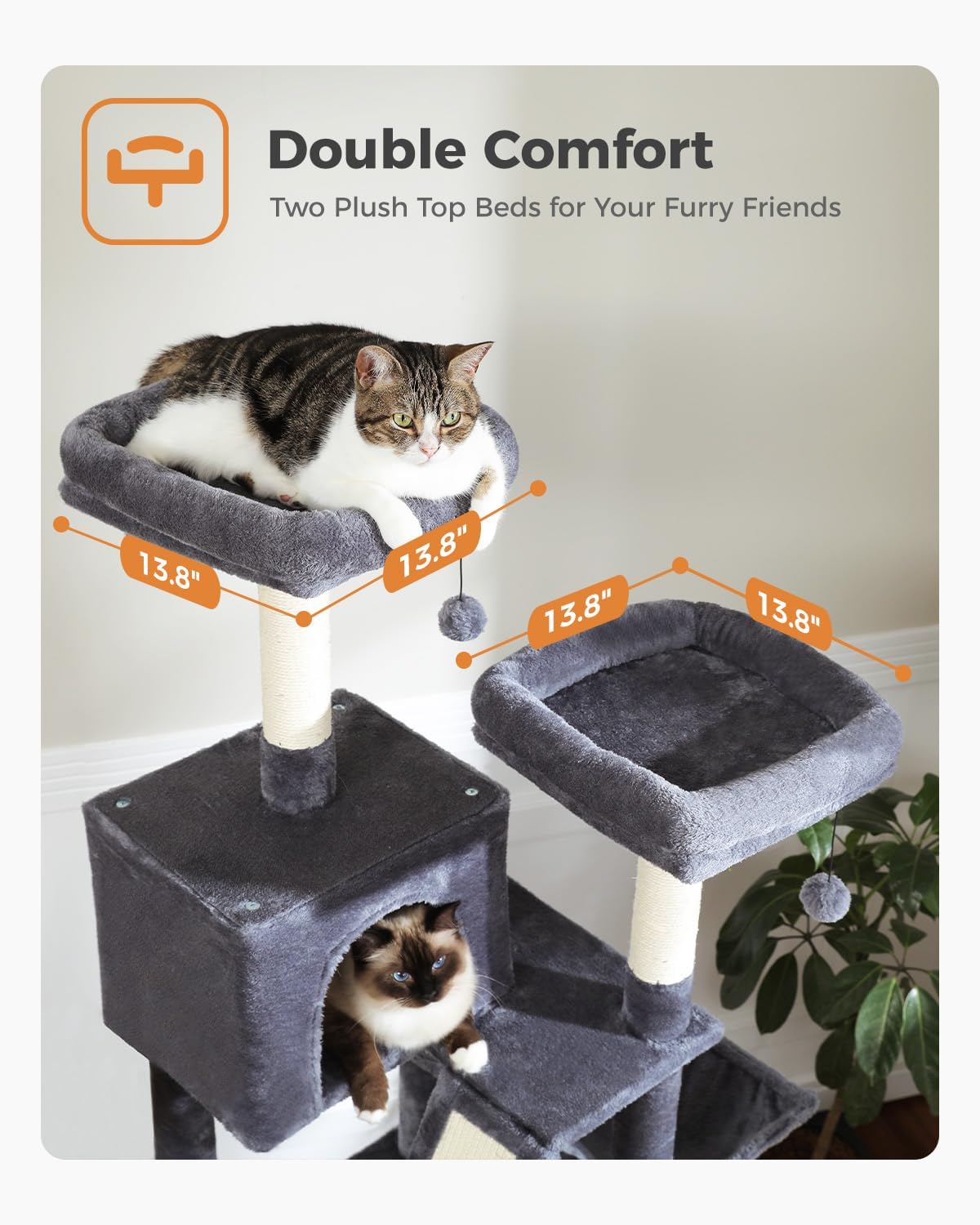 Muttros Tall Cat Tree 70.9''- Cat Tower With 6 Scratching Posts, Multi-Level Cat Climbing Tower With 2 Cat Condo, 2 Scratching B