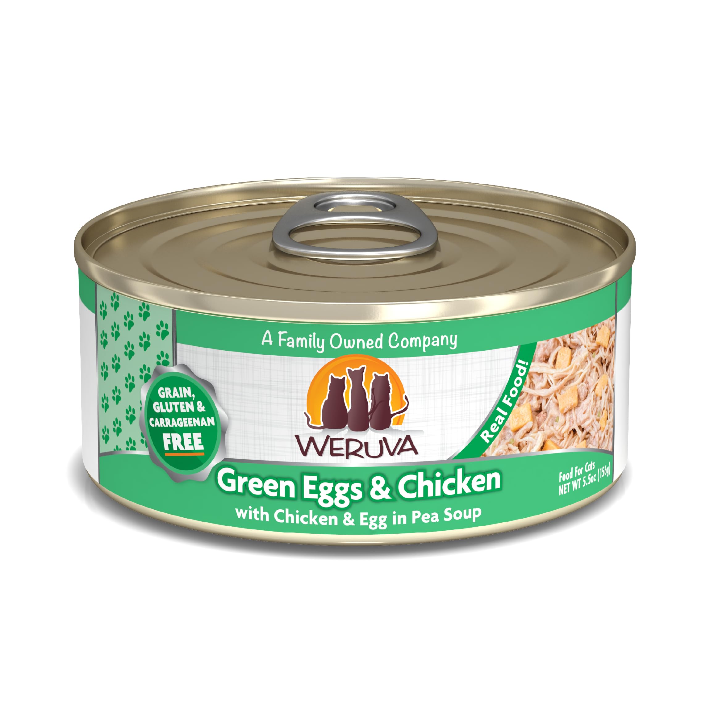 Weruva Classic Cat Food, Green Eggs & Chicken with Chicken Breast & Egg in Pea Soup, 5.5oz Can (Pack of 24)