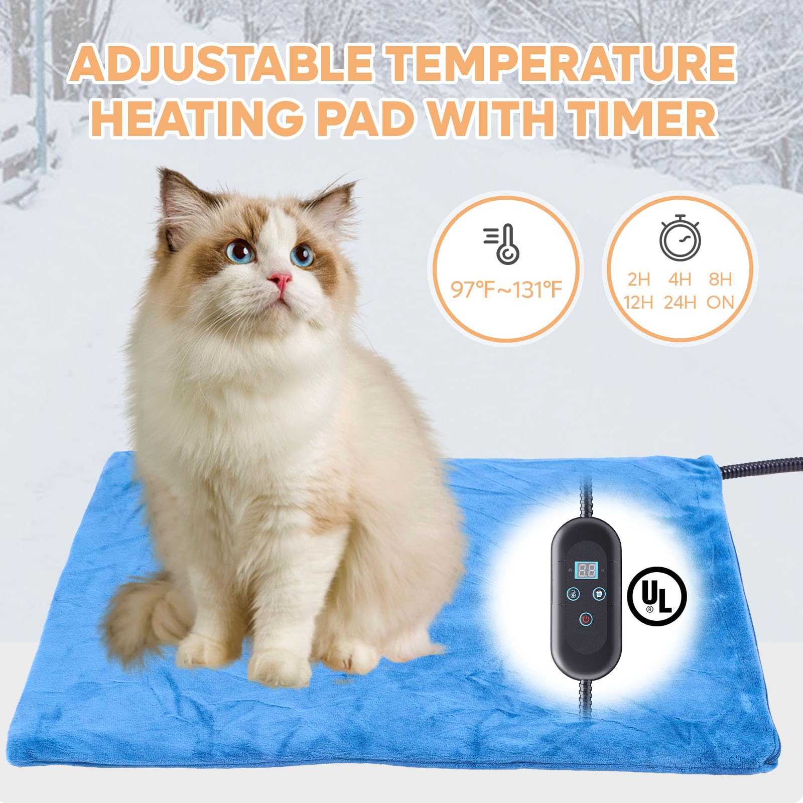 Bestier Large Heated Outdoor Cat House - Weatherproof Feral Cat Shelter with Timer & Heating Pad, Insulated, Grey, Model P200152G