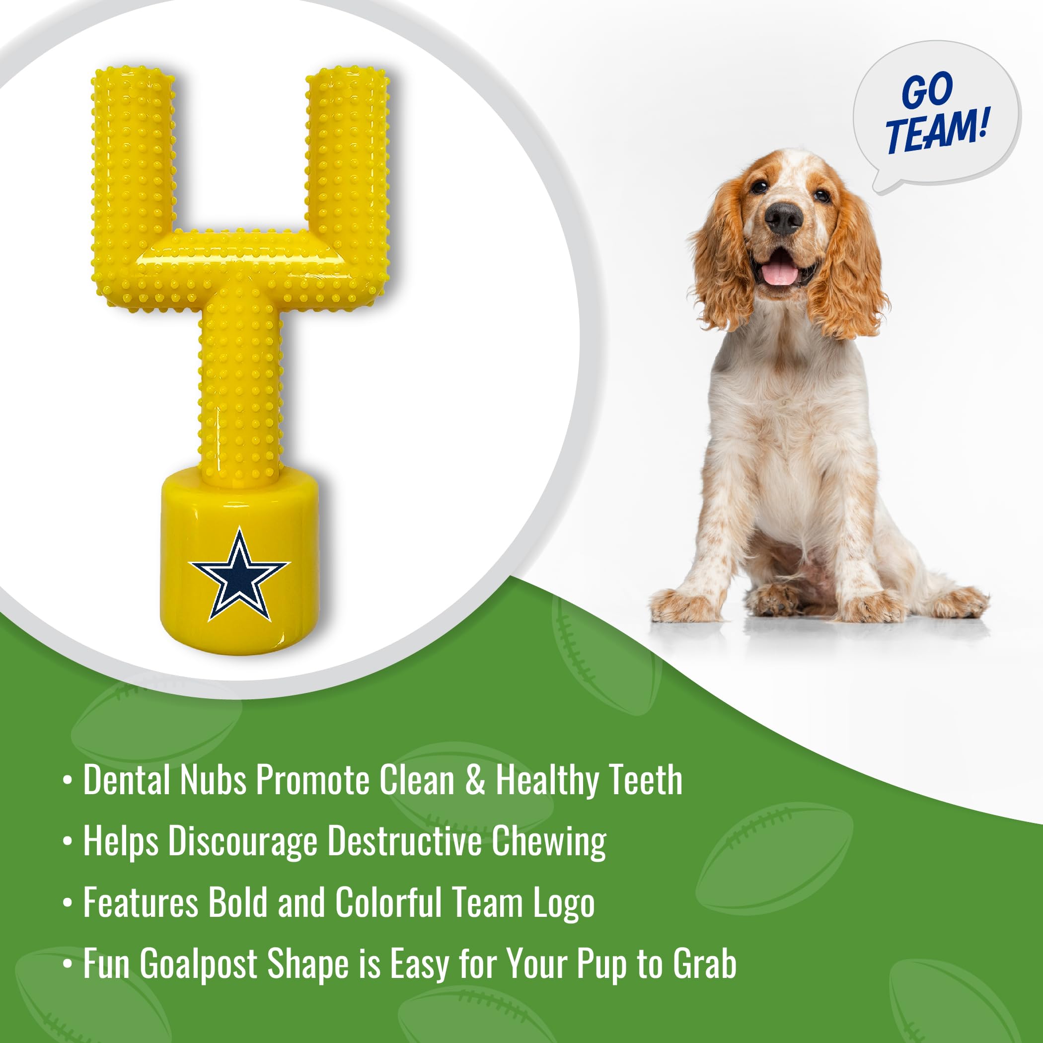 Pets First NFL Dallas Cowboys Dog Chew Toy - Durable, Bacon-Flavored, Medium Size, Indestructible Nylon, Model DAL-3736