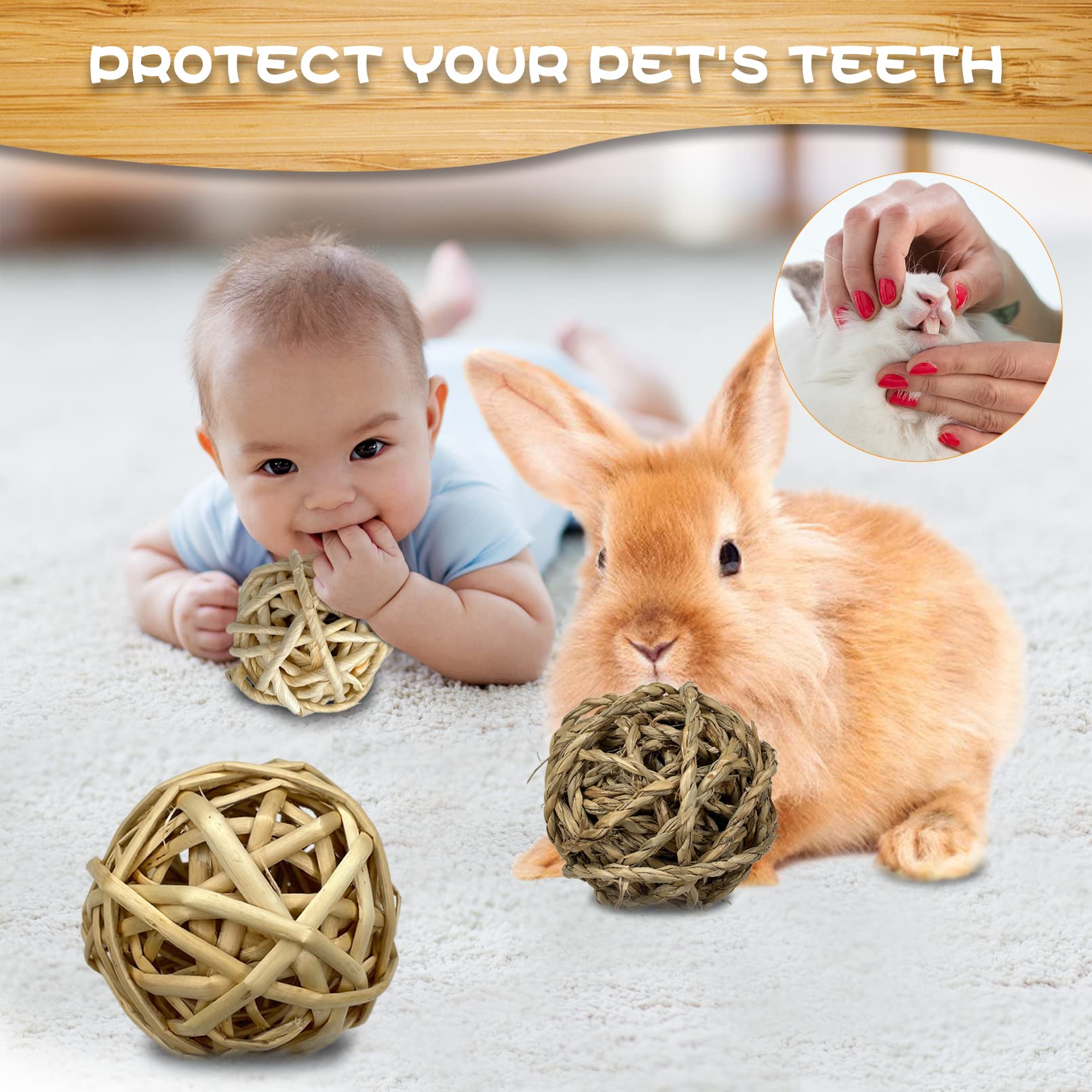 Tfwadmx 6 Pcs Small Animal Chew Ball Toy Rabbit Rolling Activity Play Balls Pet Cage Entertainment Accessories For Hamster Guine