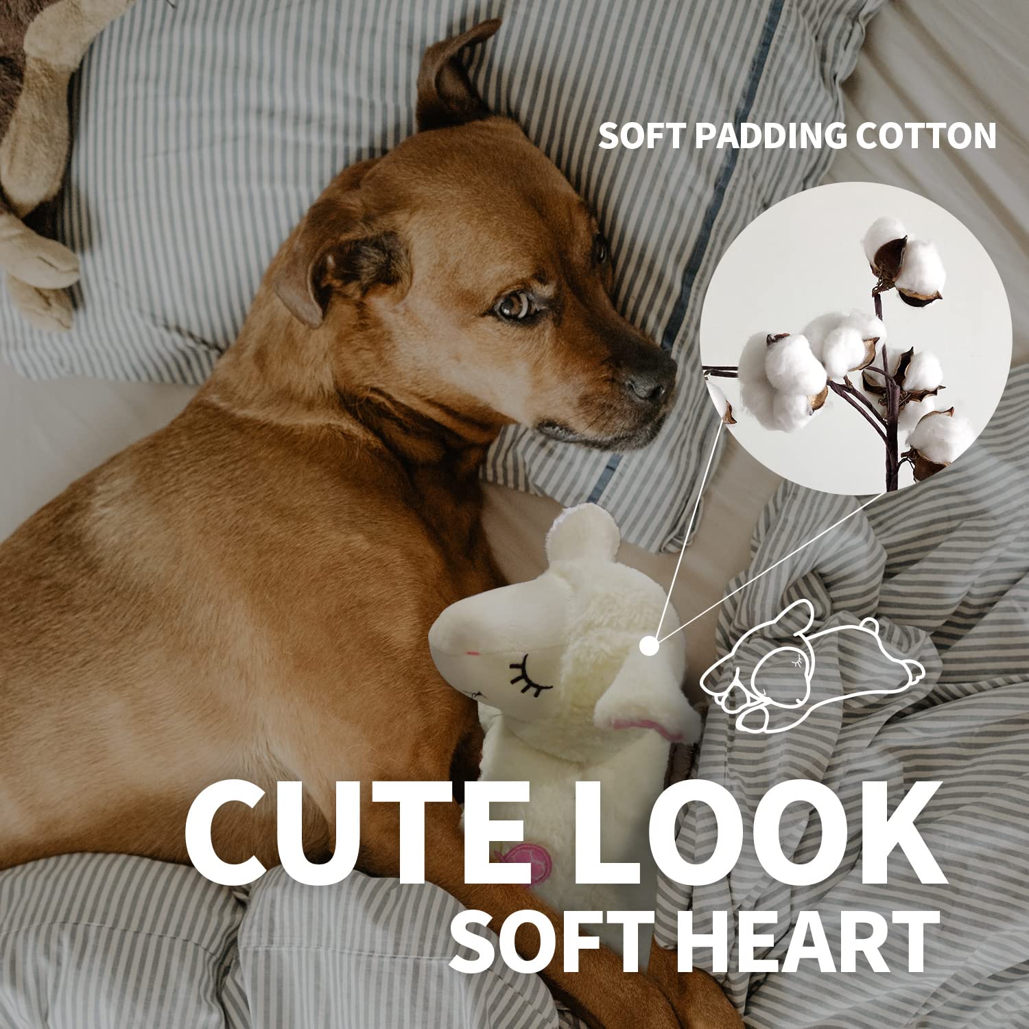 All For Paws Little Buddy Heart Beat Sheep Dog Plush Toy, Beige, 28 Kg
