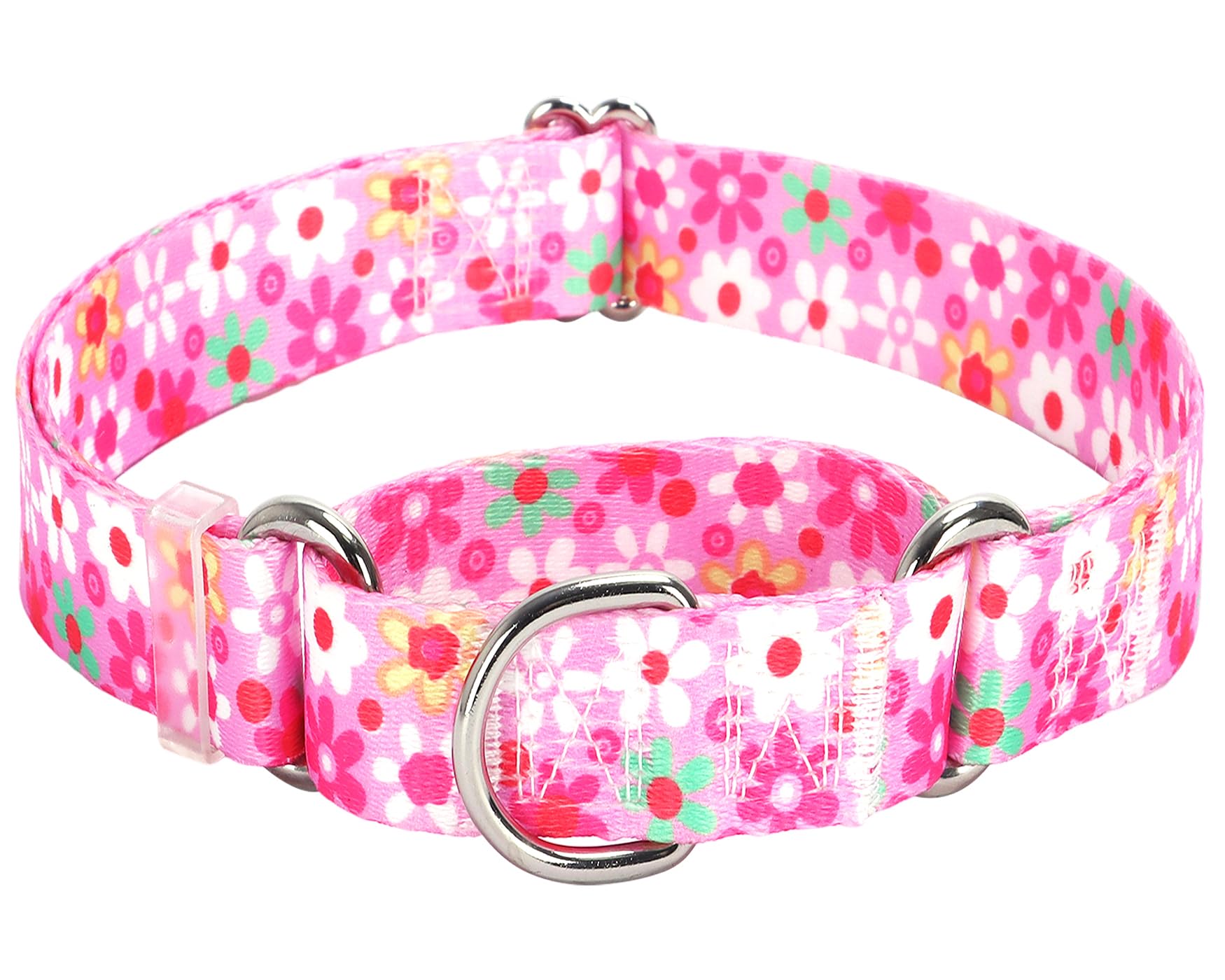 Martingale Collar For Dogs, Pink Flowers Martingale Collar For Girl Female Dogs Large Medium And Small, Adjustable Premium No Sl