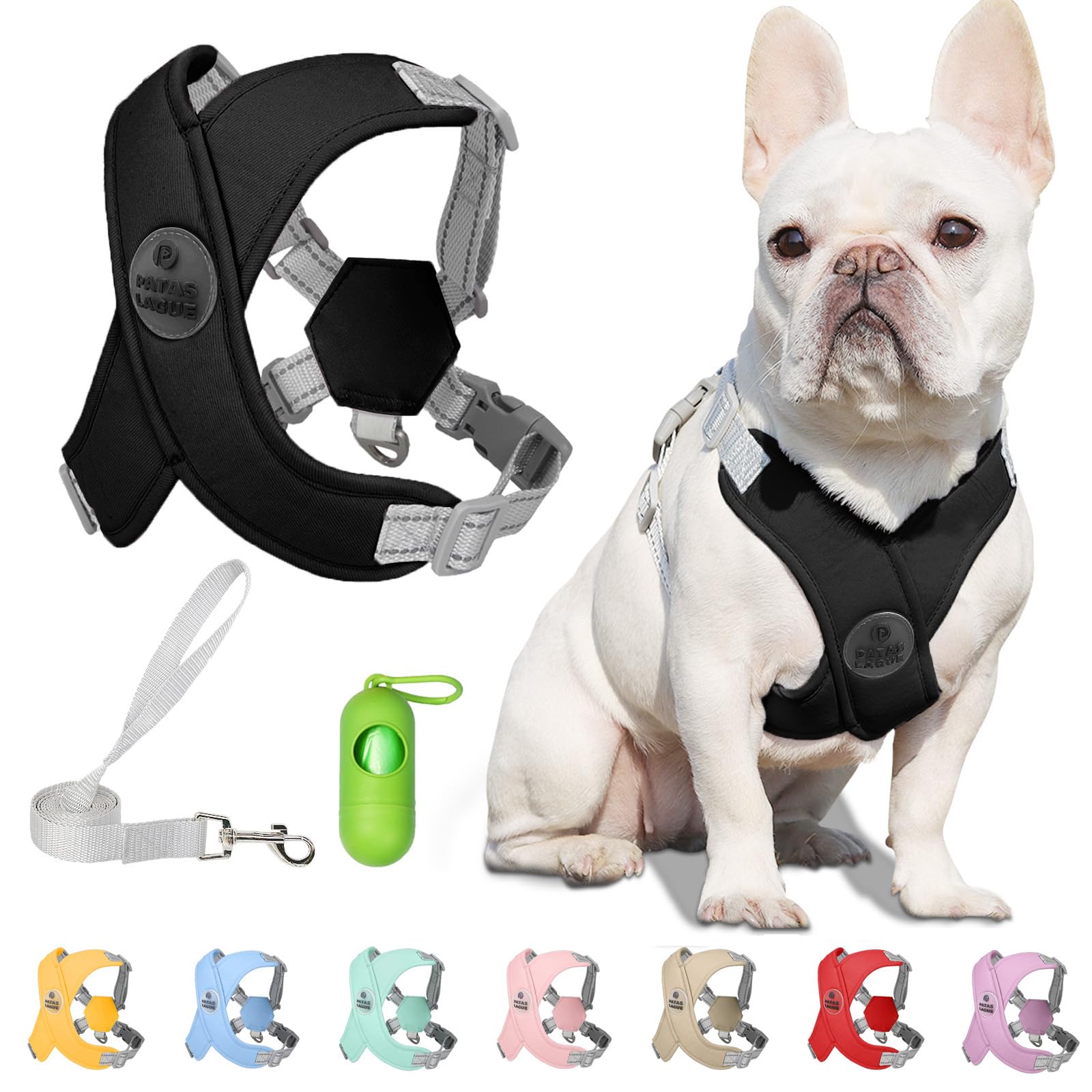 Patas Lague Dog Harness With Leash Set Adjustable Soft Padded Step-In Dog Vest No Choke No Pull Reflective For Small Pets With P