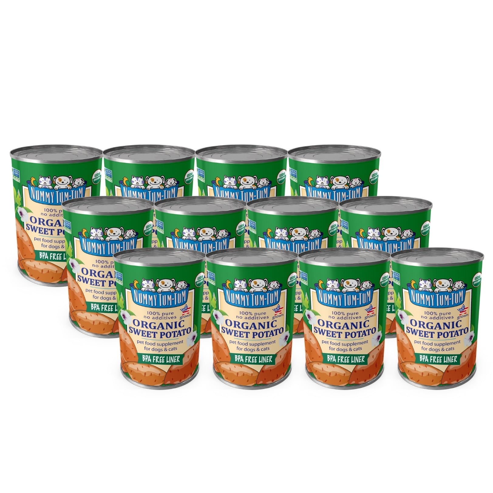 Nummy Tum Tum Pure Sweet Potato For Pets, 15-Ounce Cans (Pack Of 12)