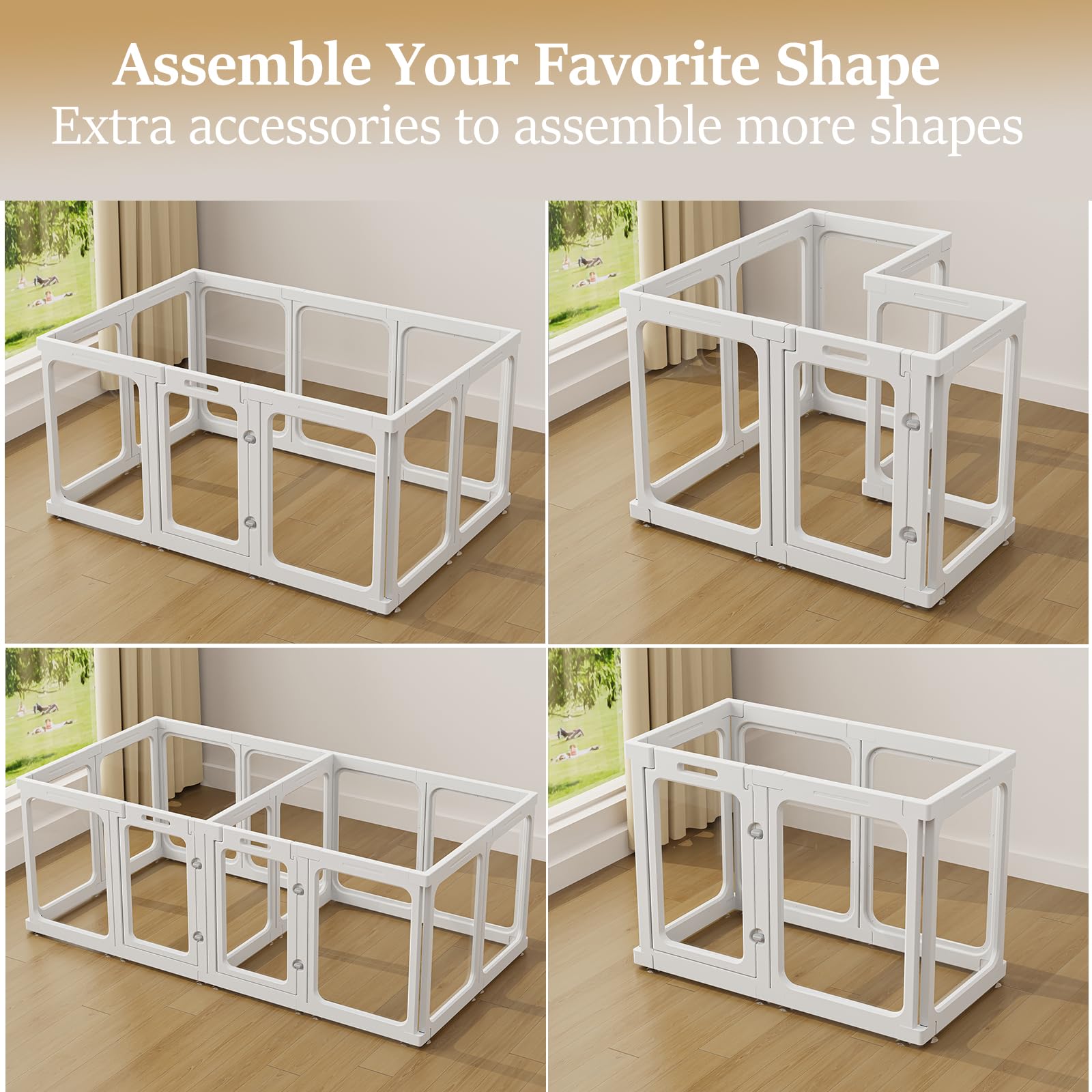 Aoole Clear Acrylic Dog Playpen With Door, For Puppy Cat Rabbit Transparent Pet Pen, Dog Playpen Indoor, Dog Fence, Easy Assembl