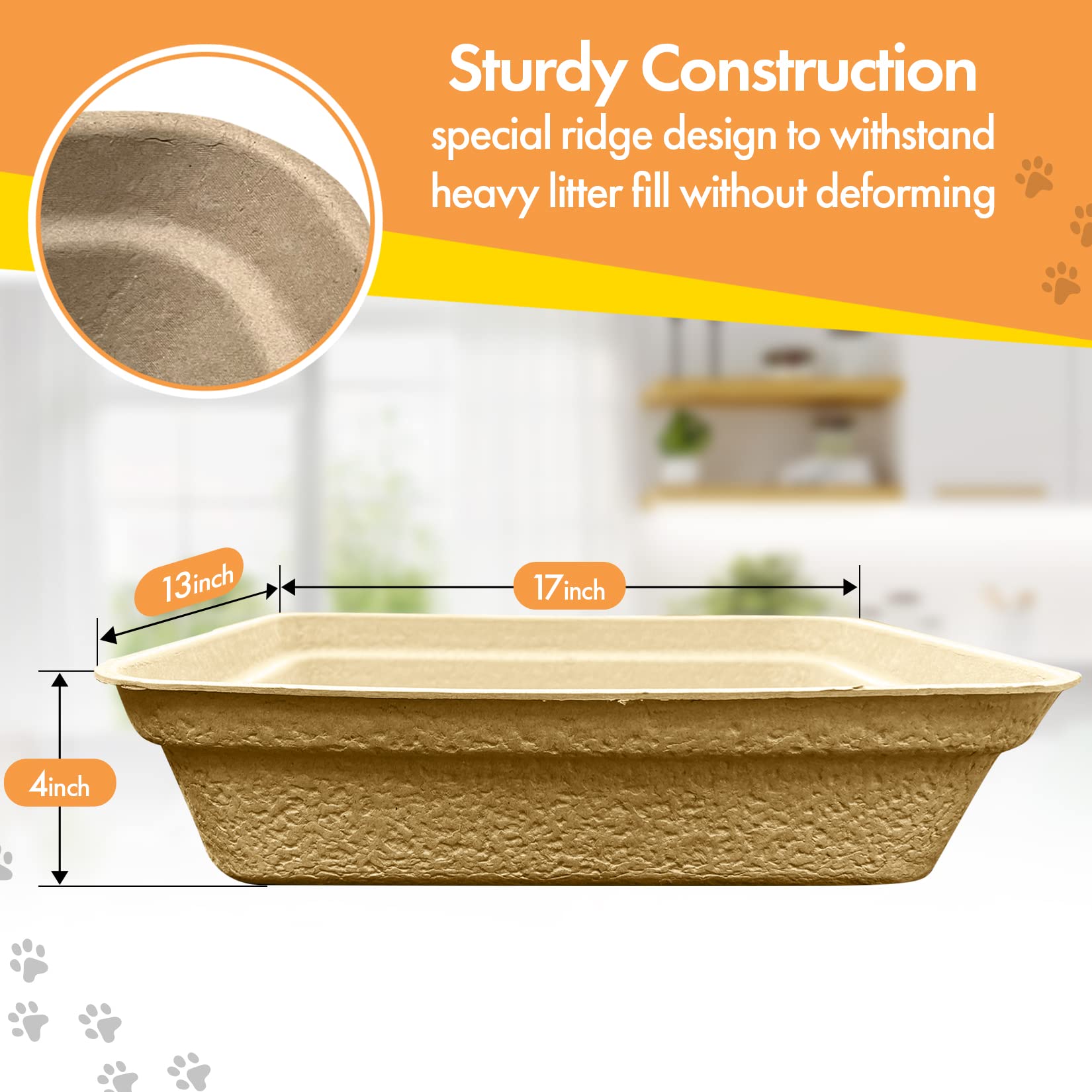 Animaru Disposable Litter Boxes - Large 6-Pack, Brown, Model DCLB-FAMILY