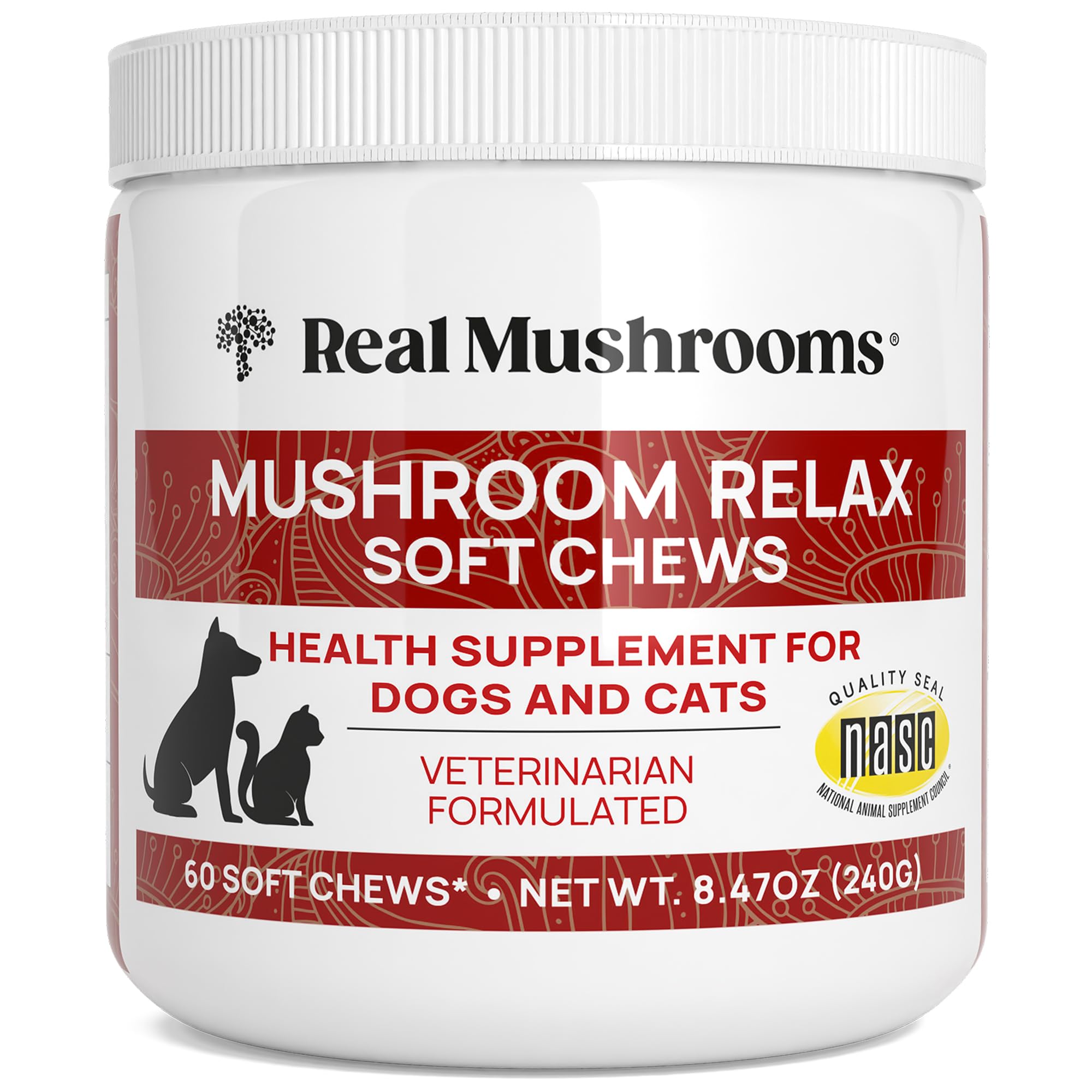 Real Mushrooms Calming Treats for Dogs & Cats - Reishi, Lions Mane, Botanicals - Cat & Dog Soft Chews for Daily Use - Calming Ch