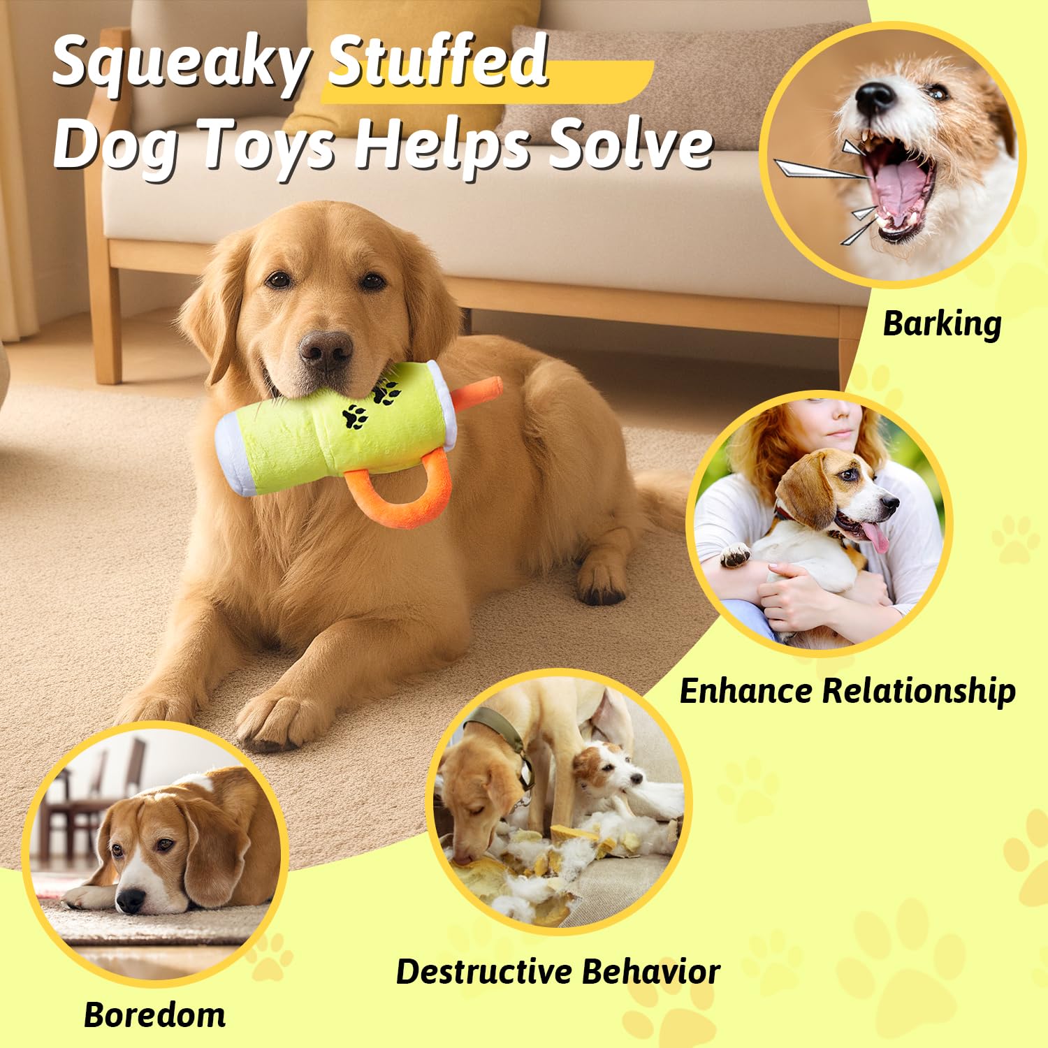 Plush Dog Toys For Aggressive Chewers, Stuffed Dog Toy, Cute Squeaky Dog Toys For Small Dogs, Soft Pet Toys For Puppy Teething,